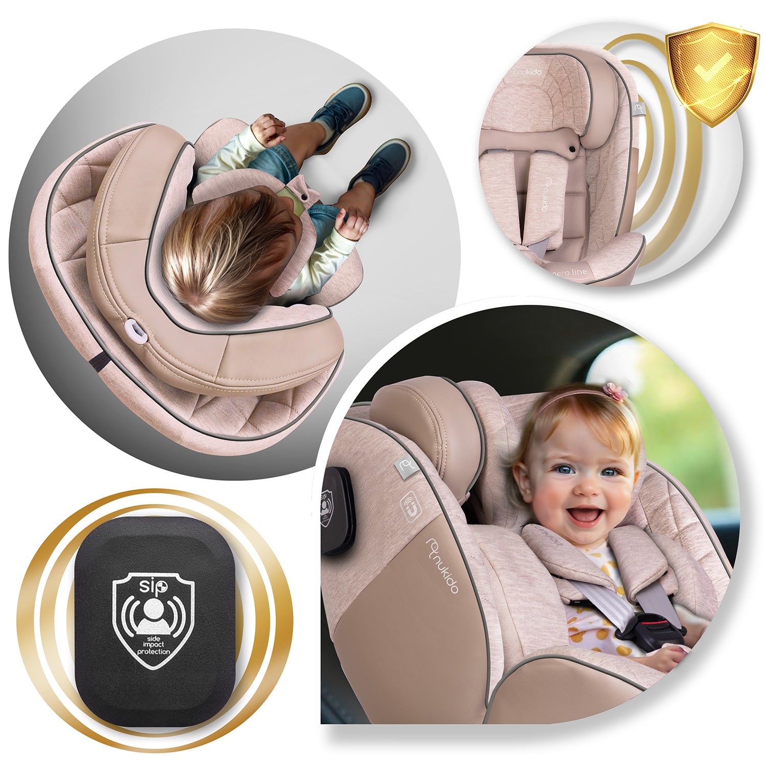 Nukido Aero Line bežo spalvos 0-36 kg ISOFIX automobilio sėdynė