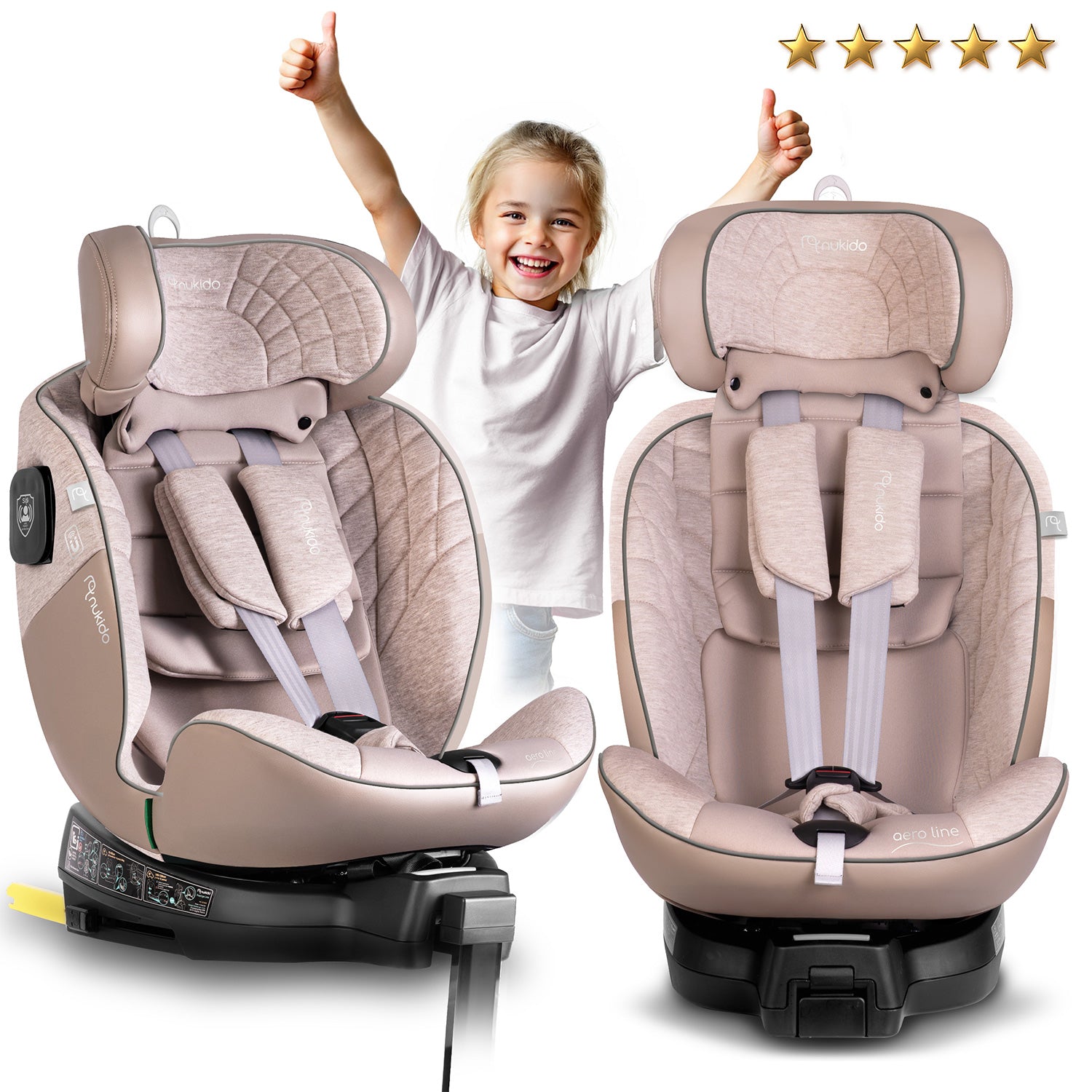 Nukido Aero Line bežo spalvos 0-36 kg ISOFIX automobilio sėdynė