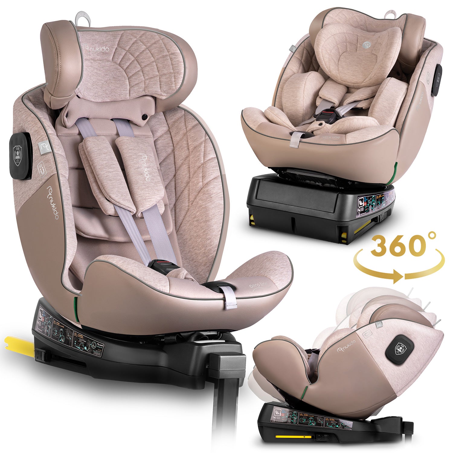 Nukido Aero Line bežo spalvos 0-36 kg ISOFIX automobilio sėdynė