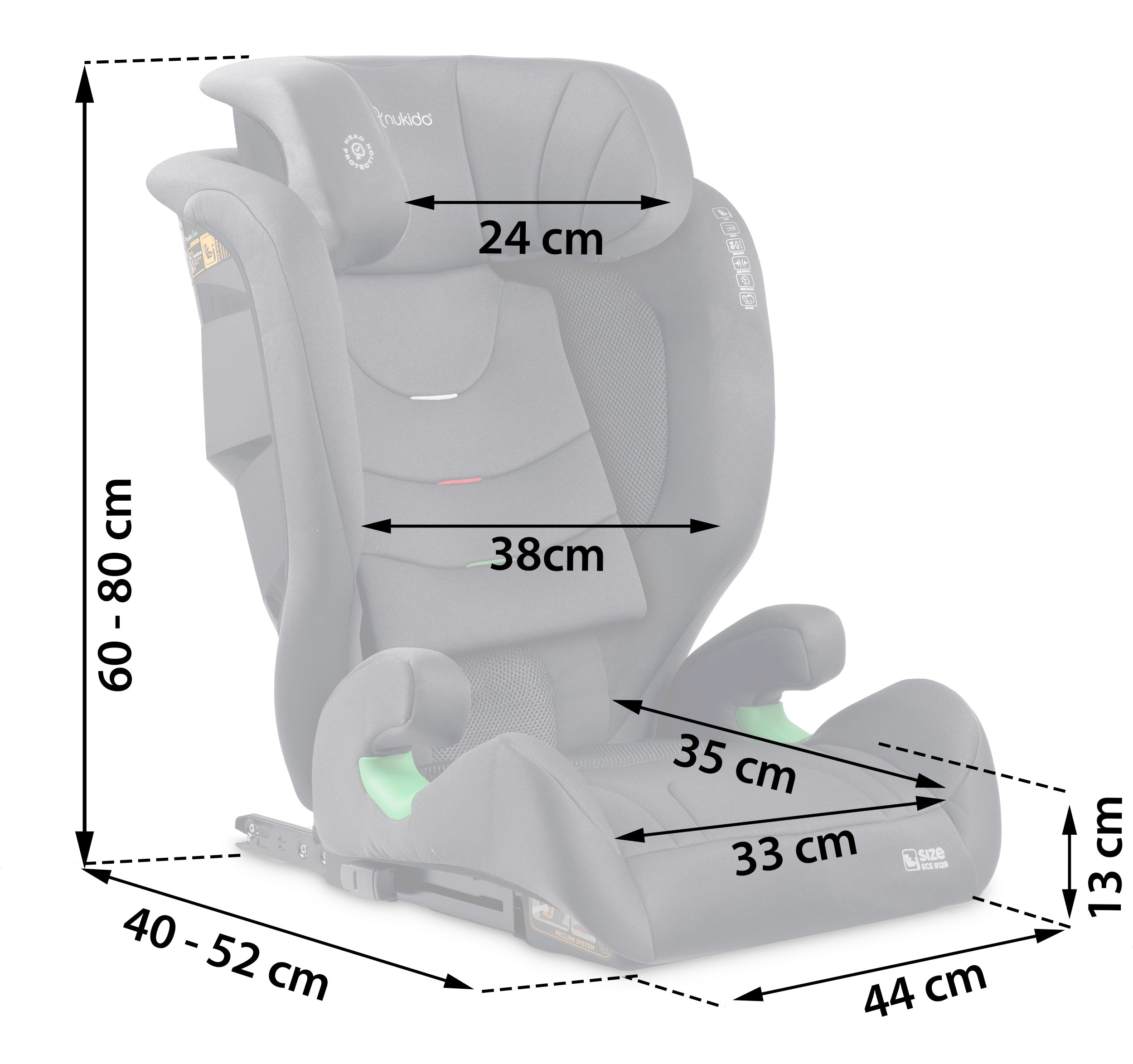 Nukido Louis Soft automobilių kėdutė pilka15-36 kg ISOFIX