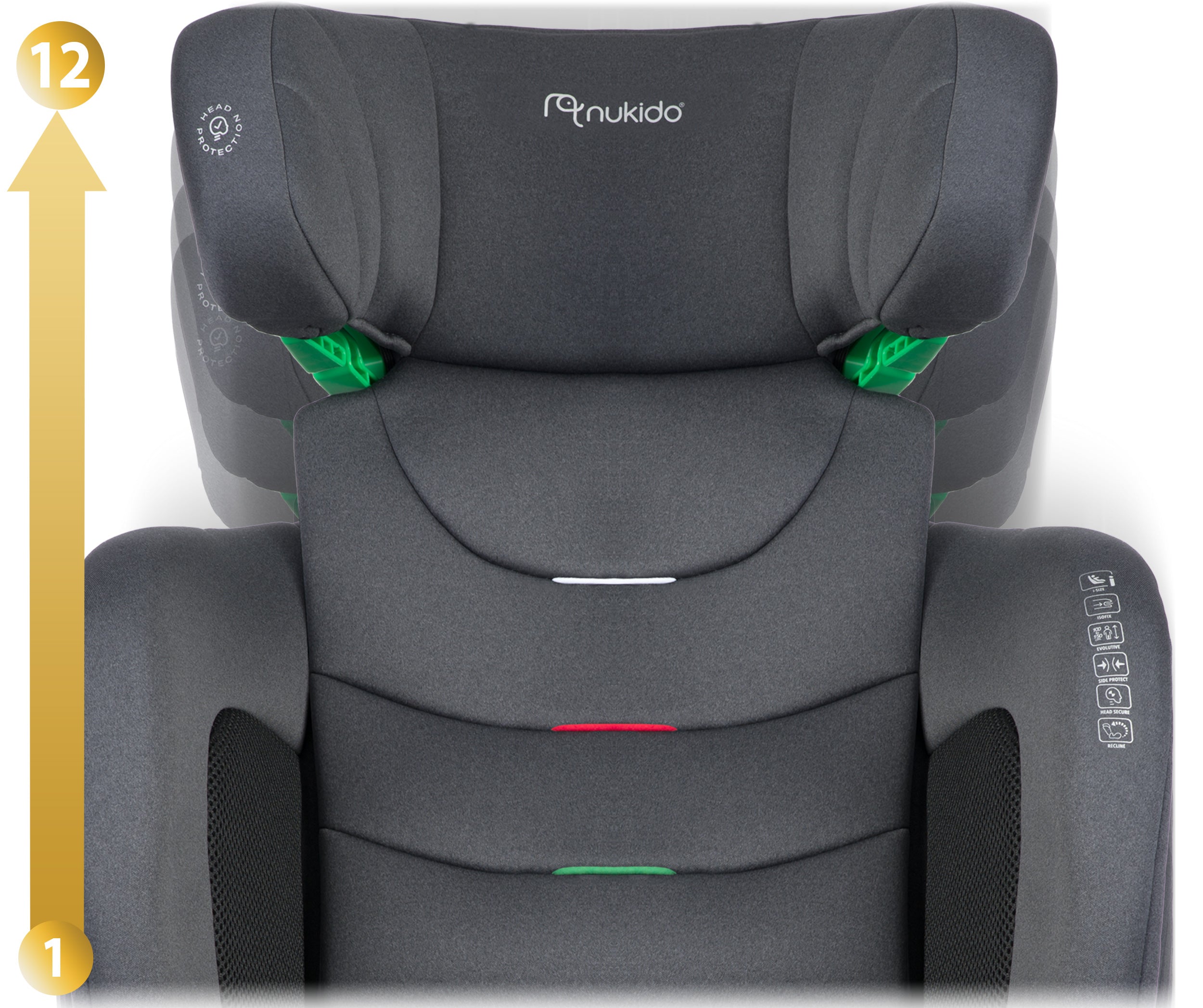 Nukido Louis Soft automobilių kėdutė pilka15-36 kg ISOFIX