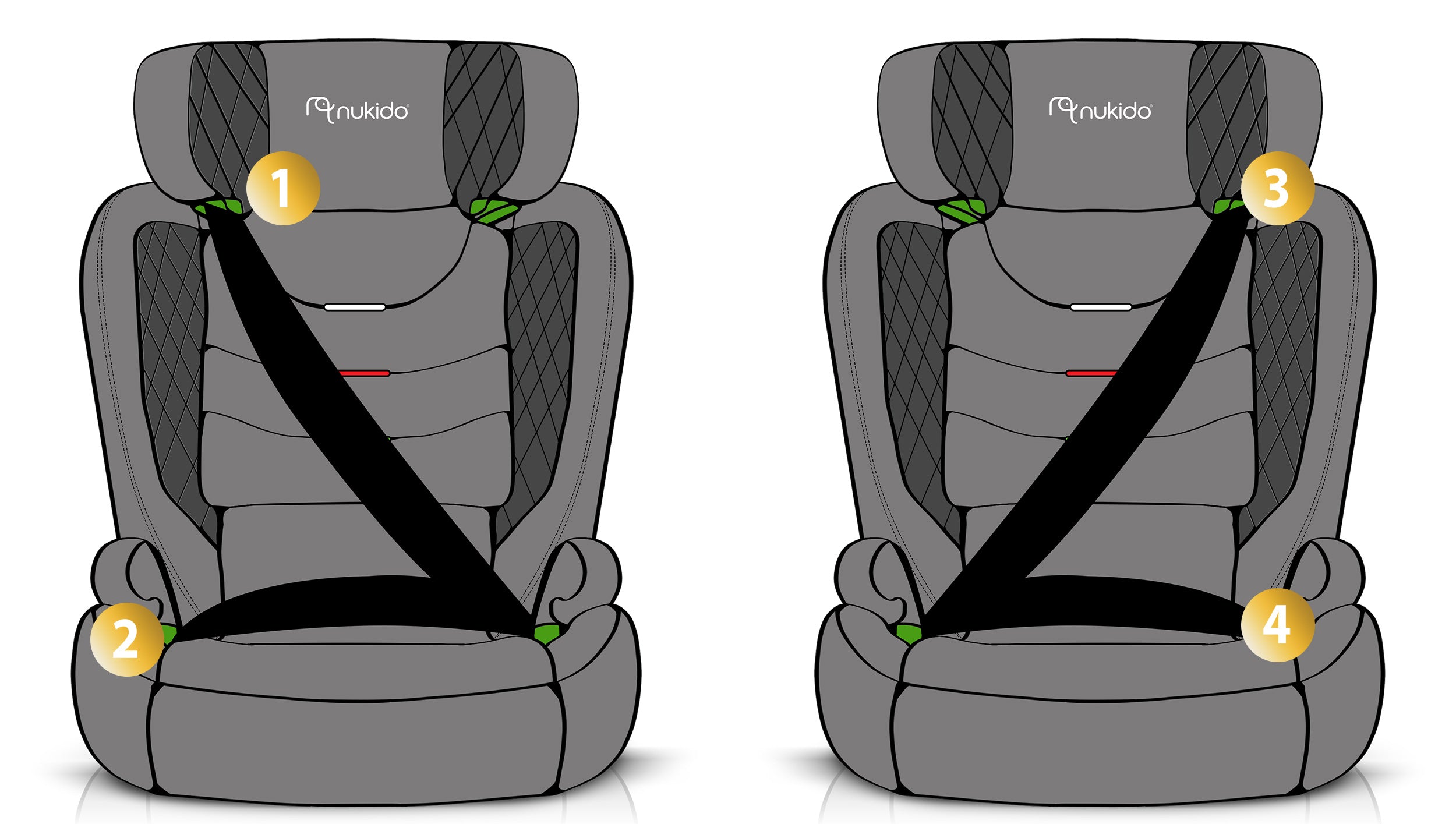 Nukido Louis Soft automobilių kėdutė pilka15-36 kg ISOFIX