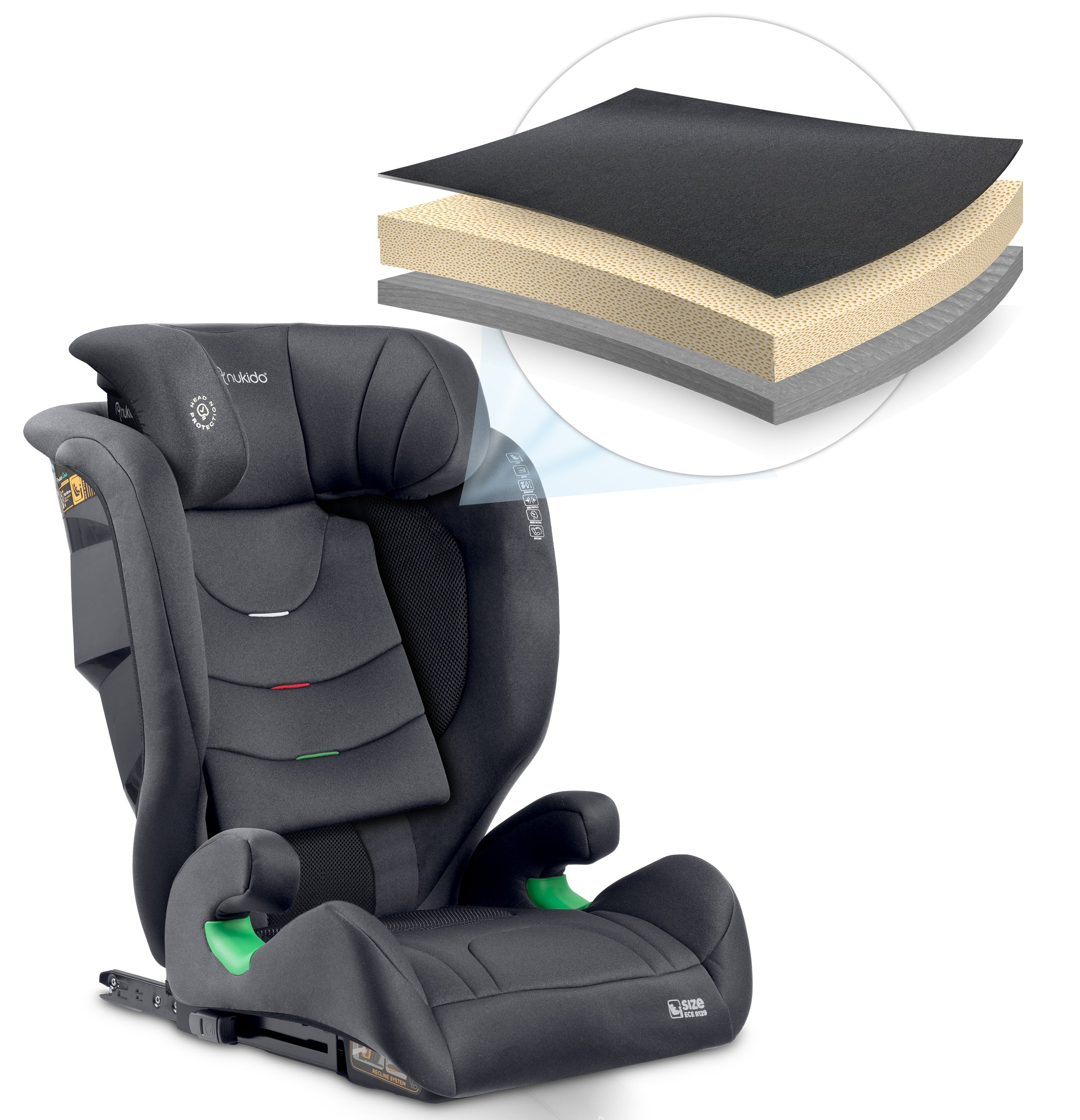 Nukido Louis Soft automobilių kėdutė pilka15-36 kg ISOFIX