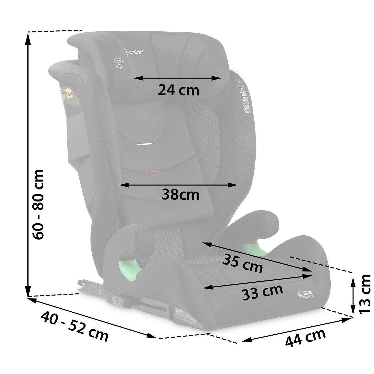 Nukido Louis Soft juoda 15-36 kg ISOFIX automobilio sėdynė