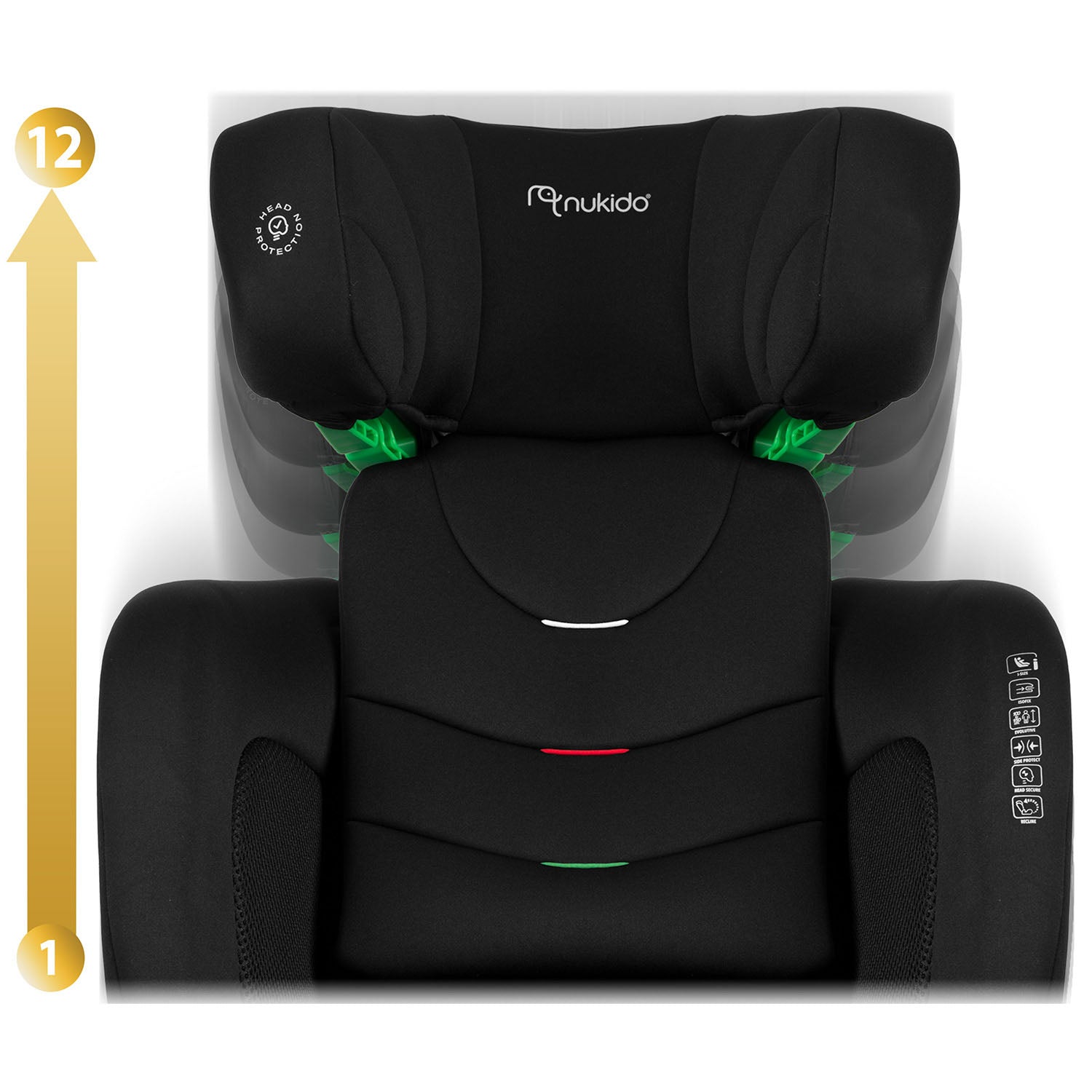 Nukido Louis Soft juoda 15-36 kg ISOFIX automobilio sėdynė