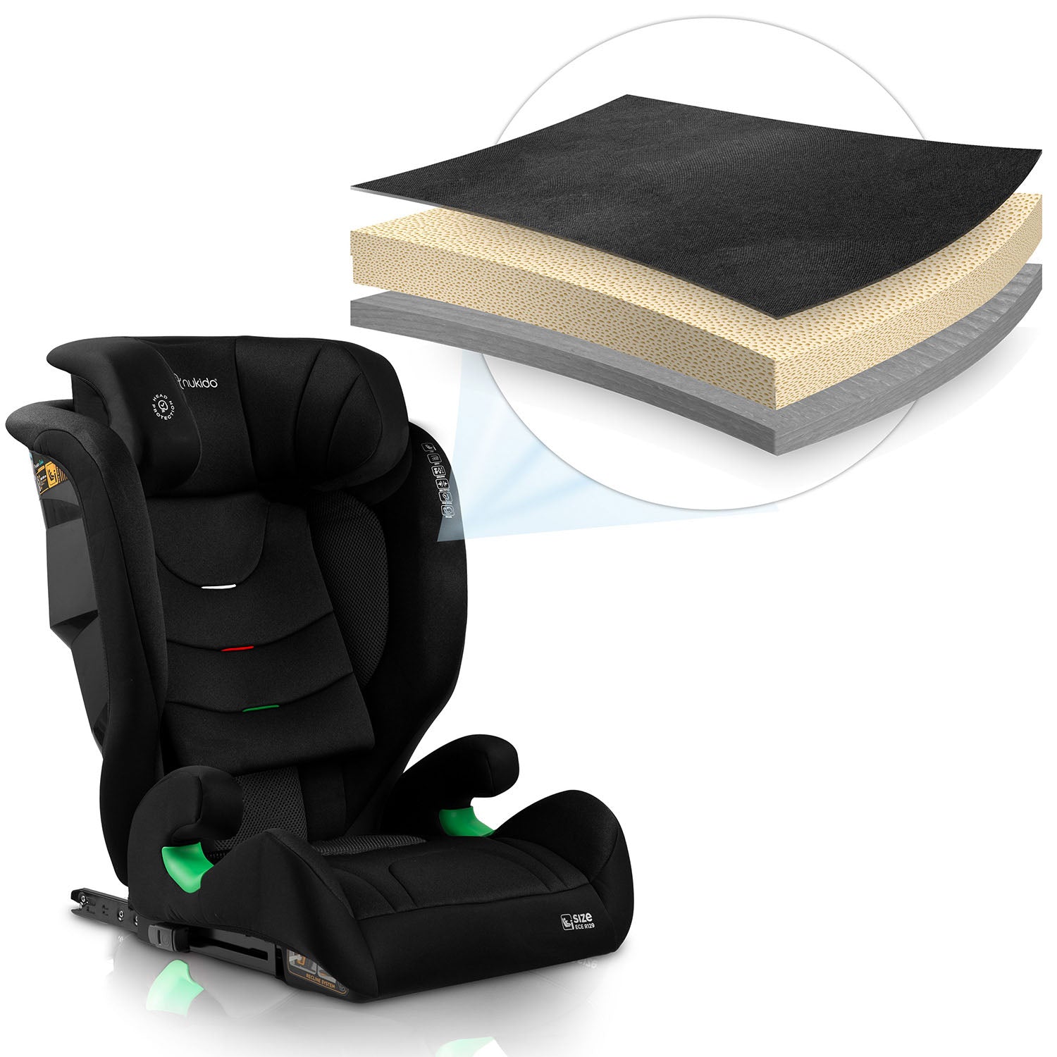 Nukido Louis Soft juoda 15-36 kg ISOFIX automobilio sėdynė