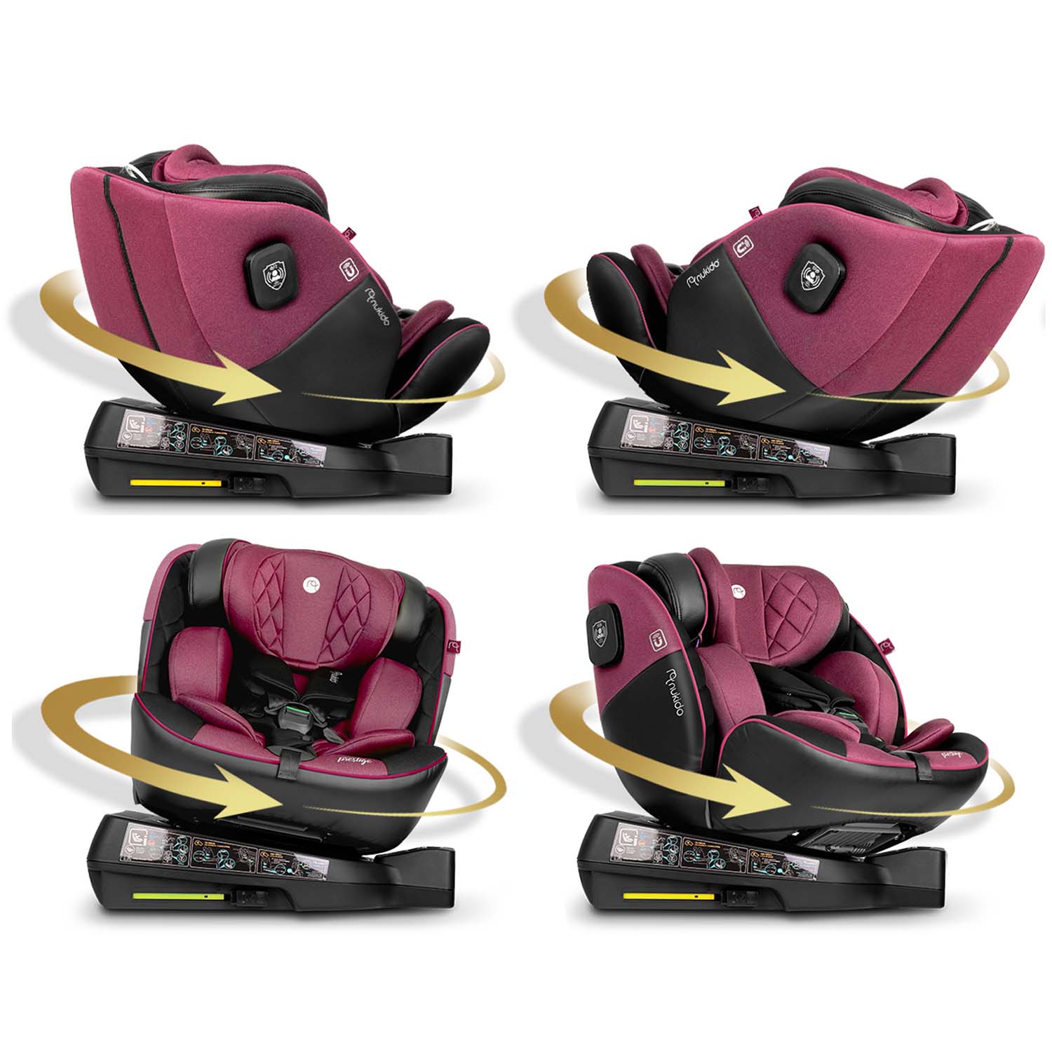 Nukido Prestige Line juodai rožinės spalvos 0-36 kg ISOFIX automobilio sėdynė