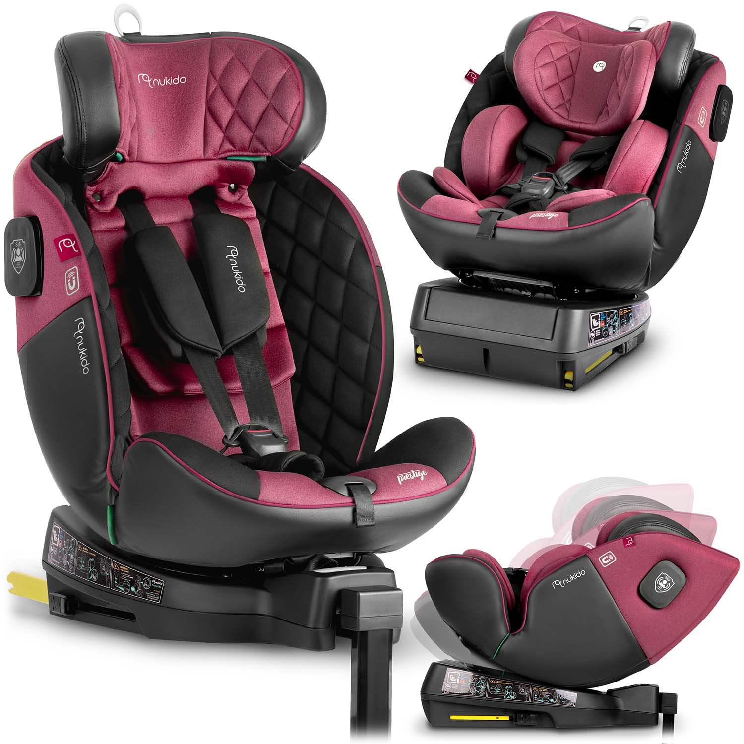 Nukido Prestige Line juodai rožinės spalvos 0-36 kg ISOFIX automobilio sėdynė