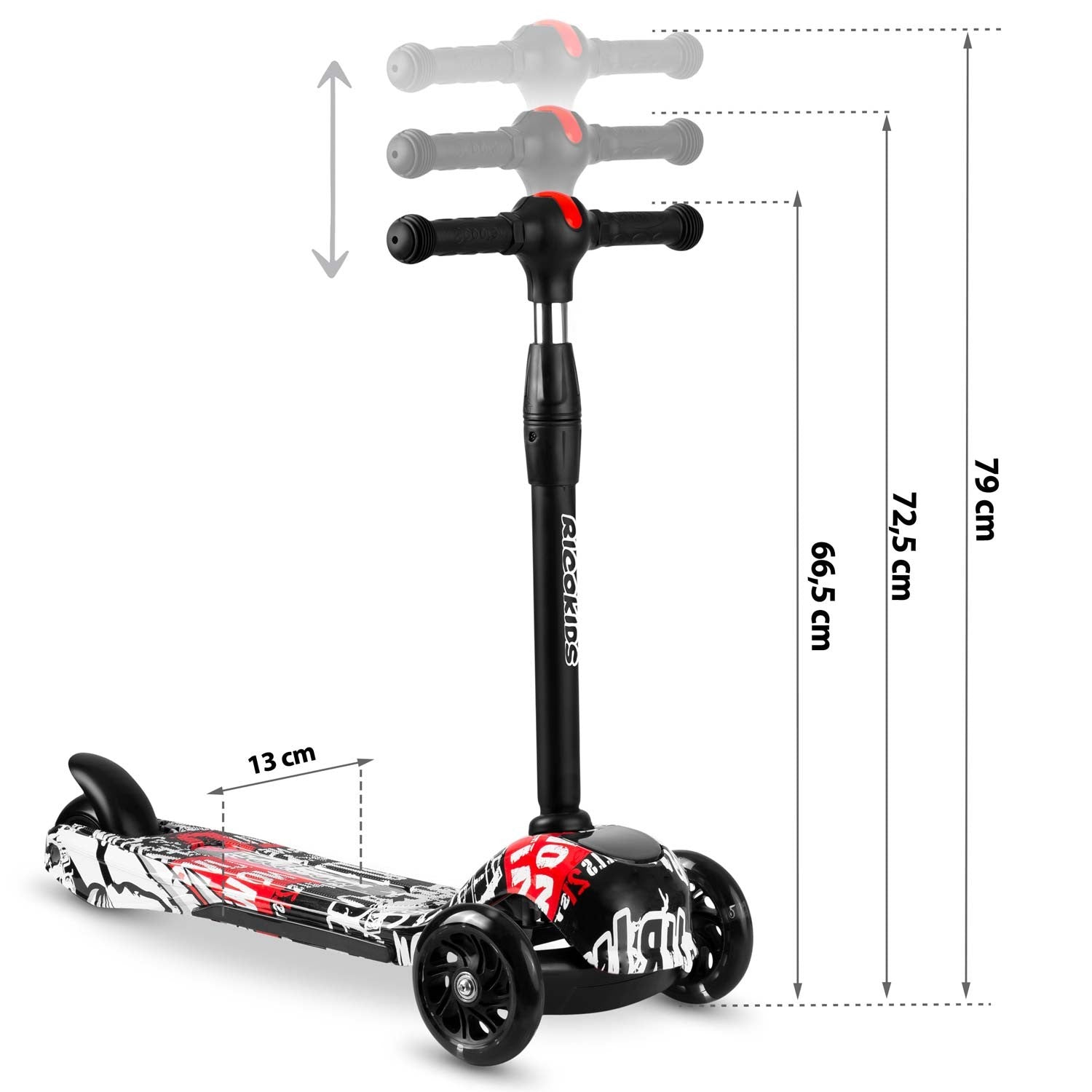 Ricokids Piko - juoda ir balta raudonos spalvos
