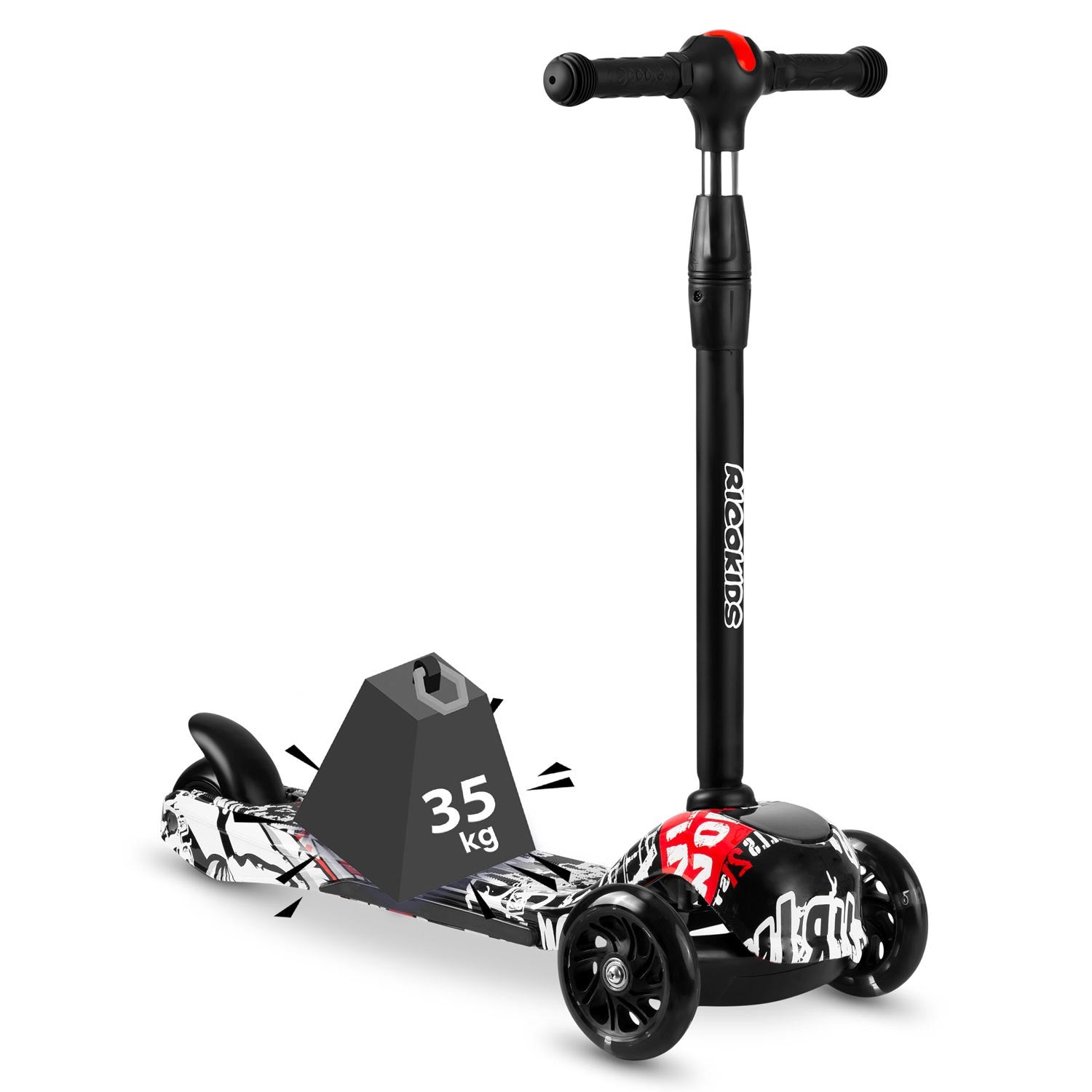 Ricokids Piko - juoda ir balta raudonos spalvos