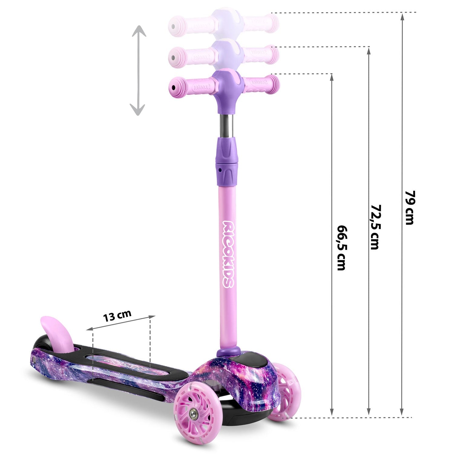 "Ricokids Piko" - rožinė-violetinė trijų ratų "Hula"