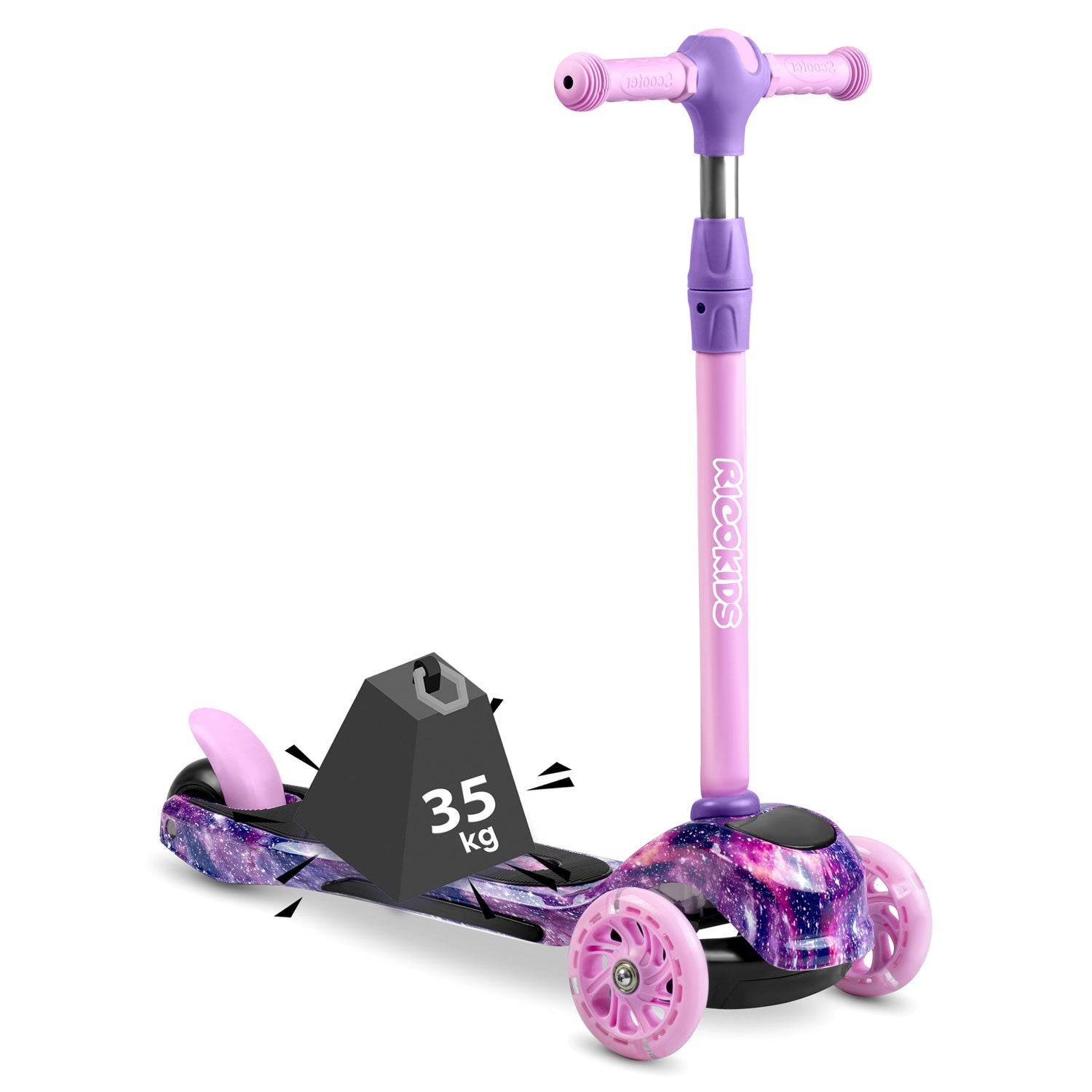 "Ricokids Piko" - rožinė-violetinė trijų ratų "Hula"