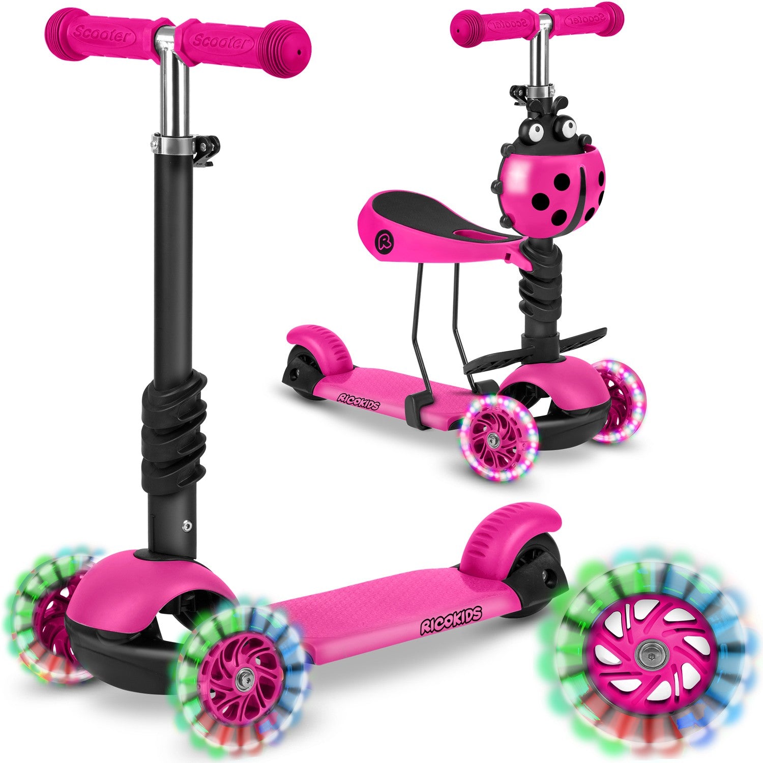 "Ricokids Buggy" - rožinis, triju ratų