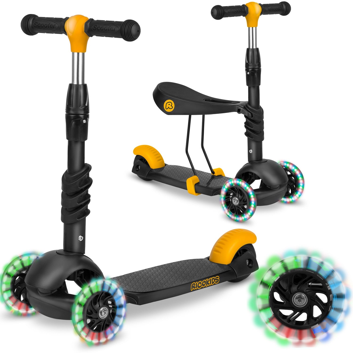Ricokids Cubi - juoda ir oranžinė trijų ratų hulas