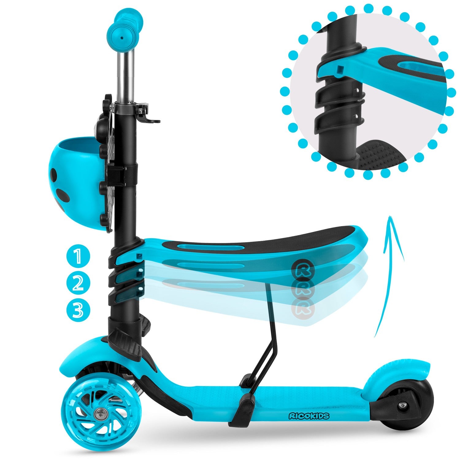 Turkūzų spalvos Ricokids Buggy