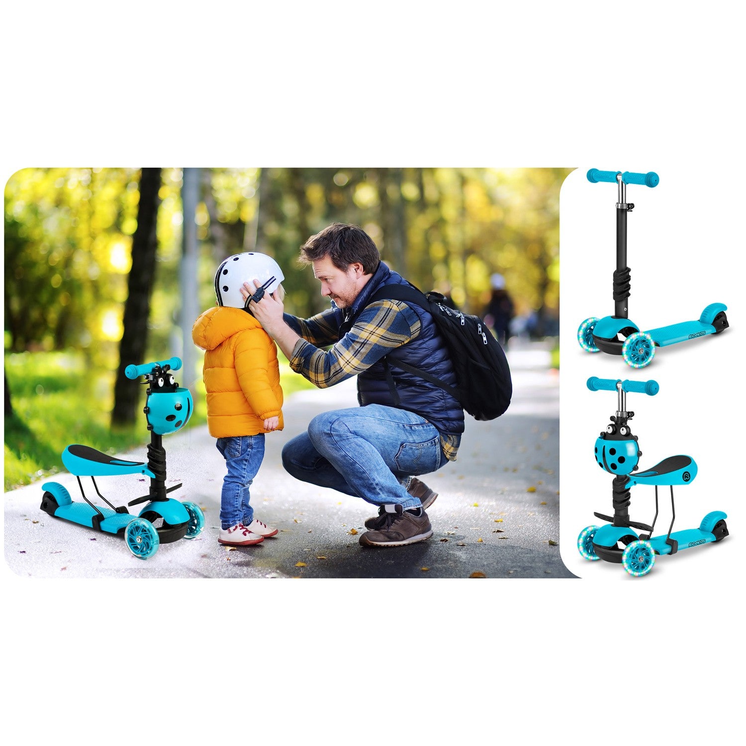 Turkūzų spalvos Ricokids Buggy