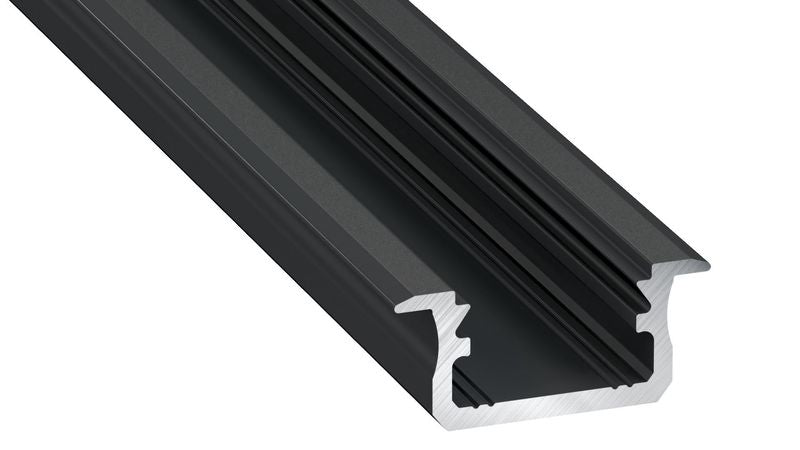 Aliuminis profilis Lumines LED juostoms (juodas, anoduotas, 3m)