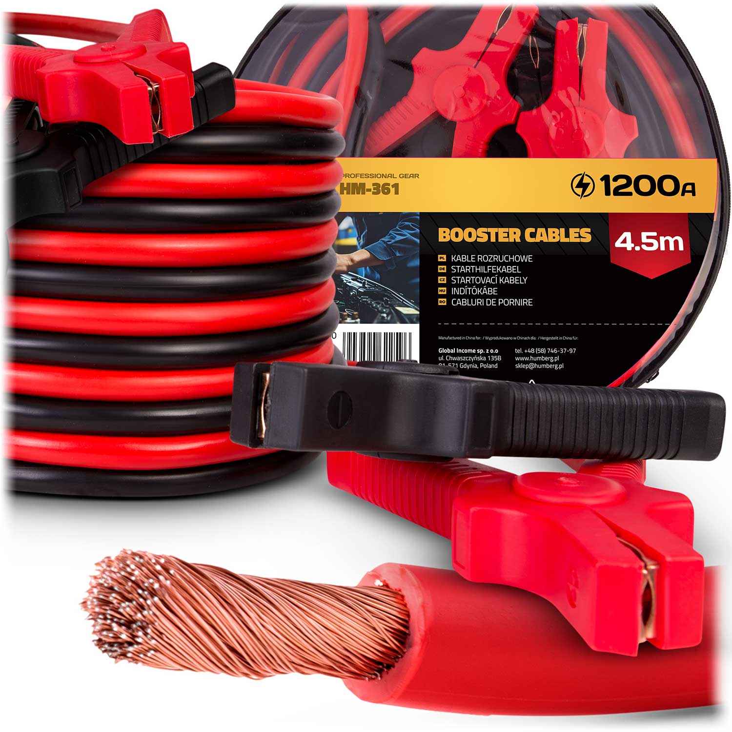 Įjungimo kabeliai 4,5 m 1200A HM-361 Humberg