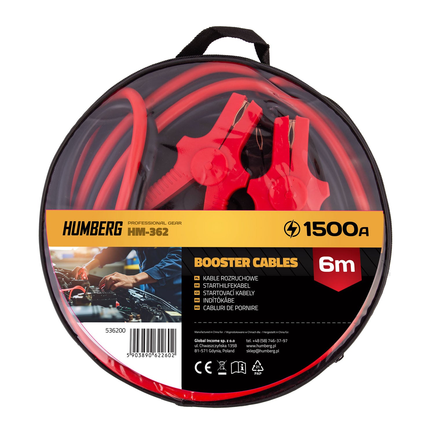 6 m 1500A HM-362 Humbergo paleidimo kabeliai