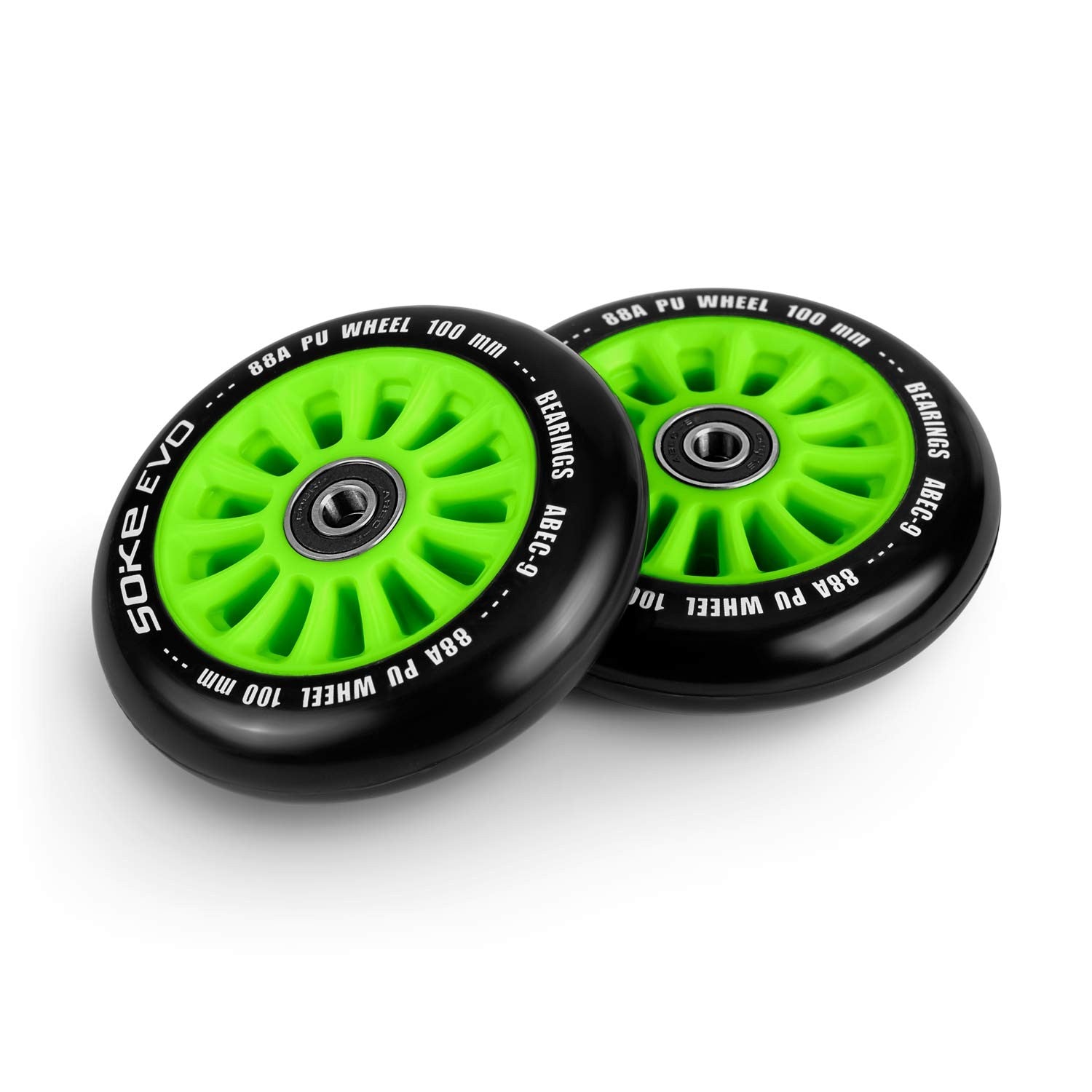 100 mm žaliųjų ratų ratas 2 vienetai