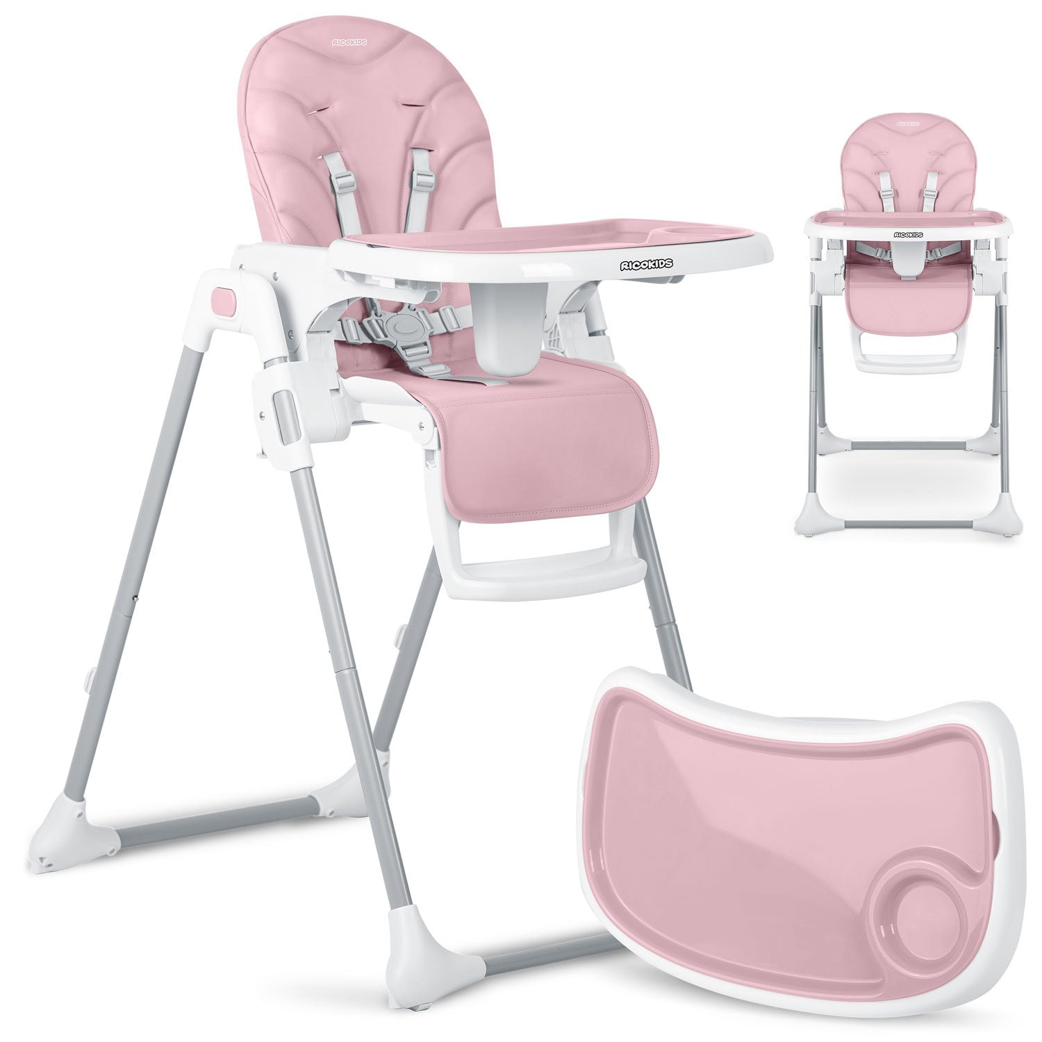 Ricokids Tulo rožinė maitinimo kėdė