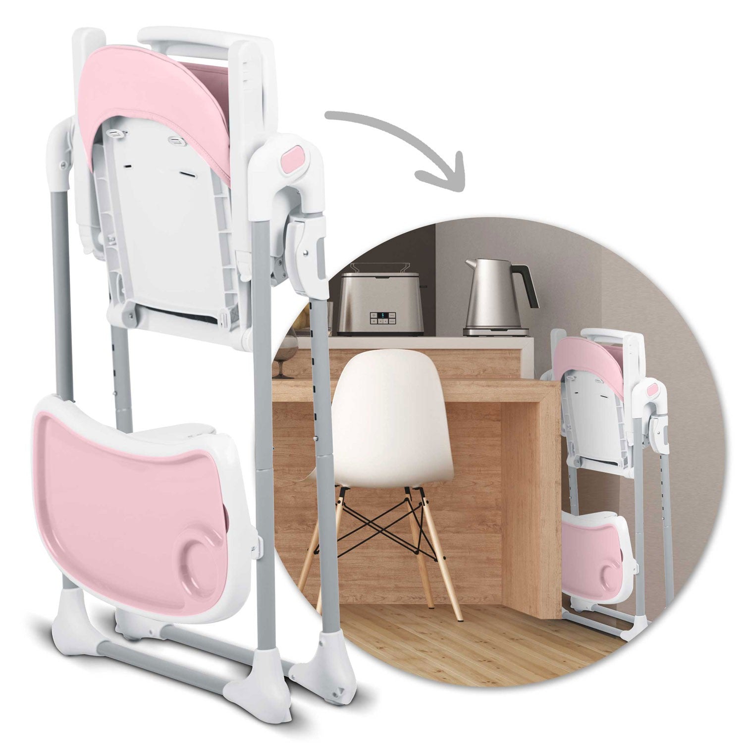 Ricokids Tulo rožinė maitinimo kėdė