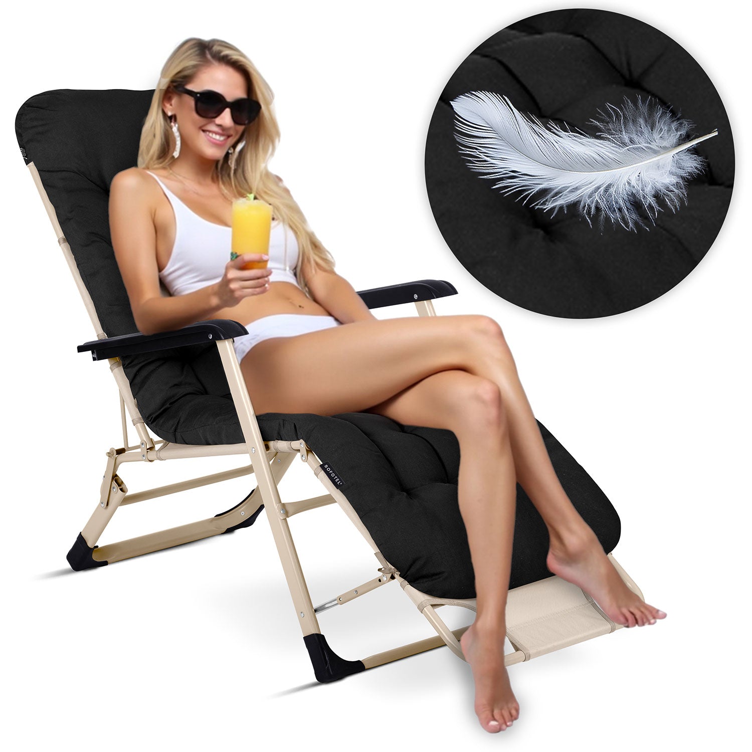 Sofotel ChillWell dvigubos sėdynės su pagalve komplektas 2 dalys juodas