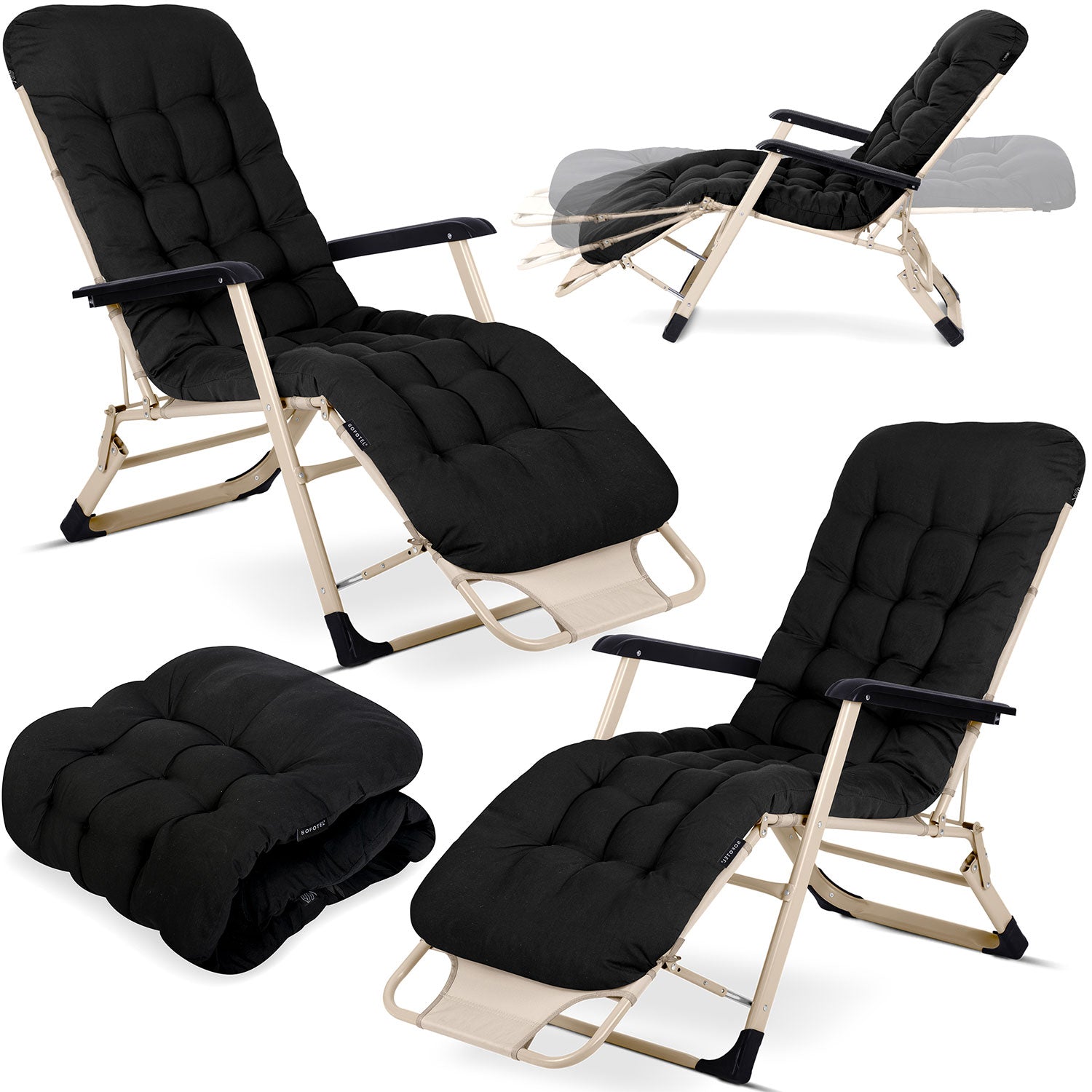 Sofotel ChillWell dvigubos sėdynės su pagalve komplektas 2 dalys juodas