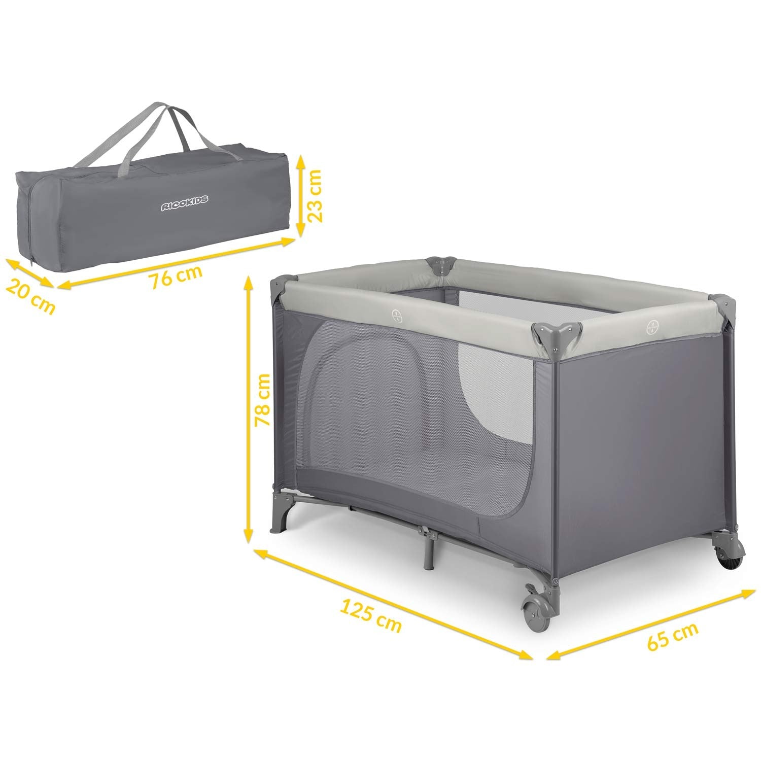 Turistų lovelė 125 x 65 x 78 cm RK-240 šviesiai pilka