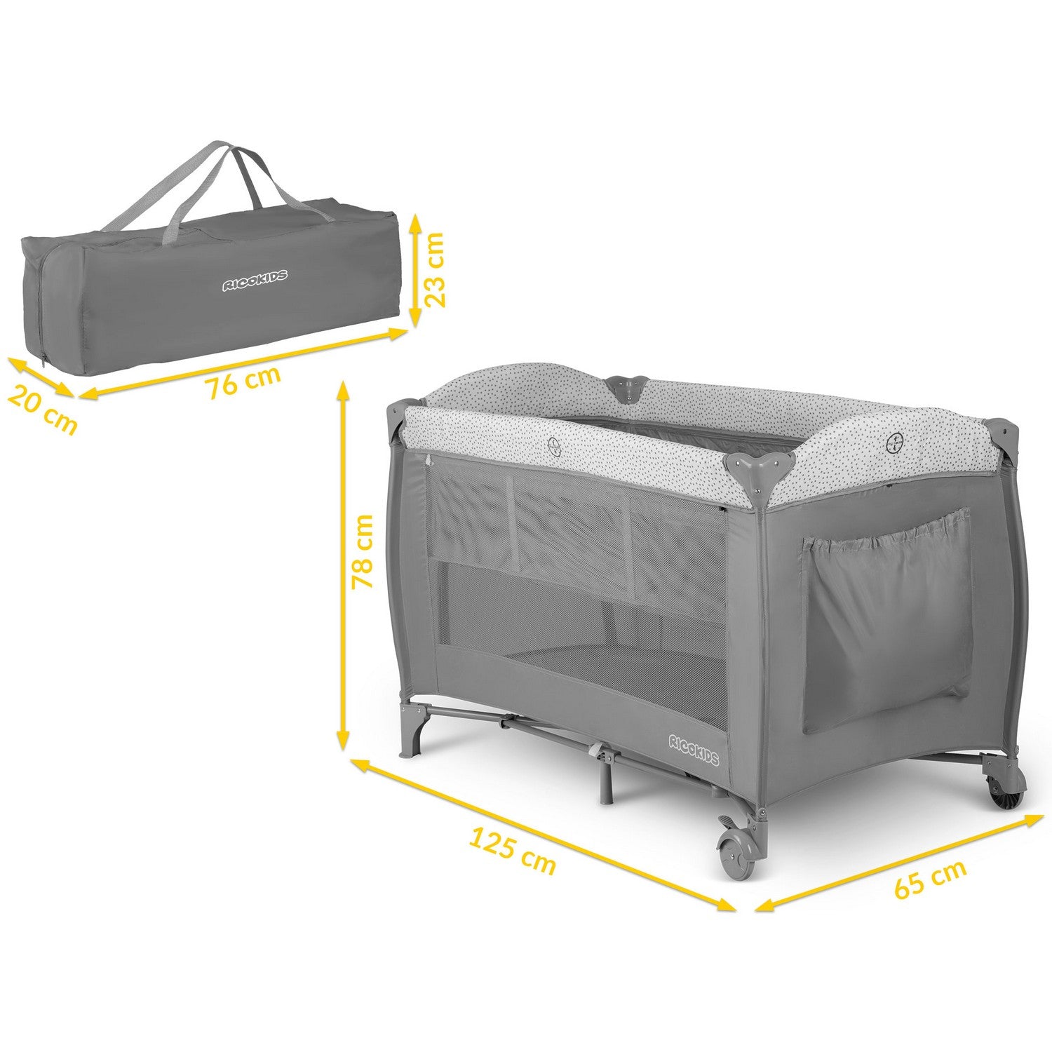 Turistų lovelė 125x65x78cm RK-242 pilka