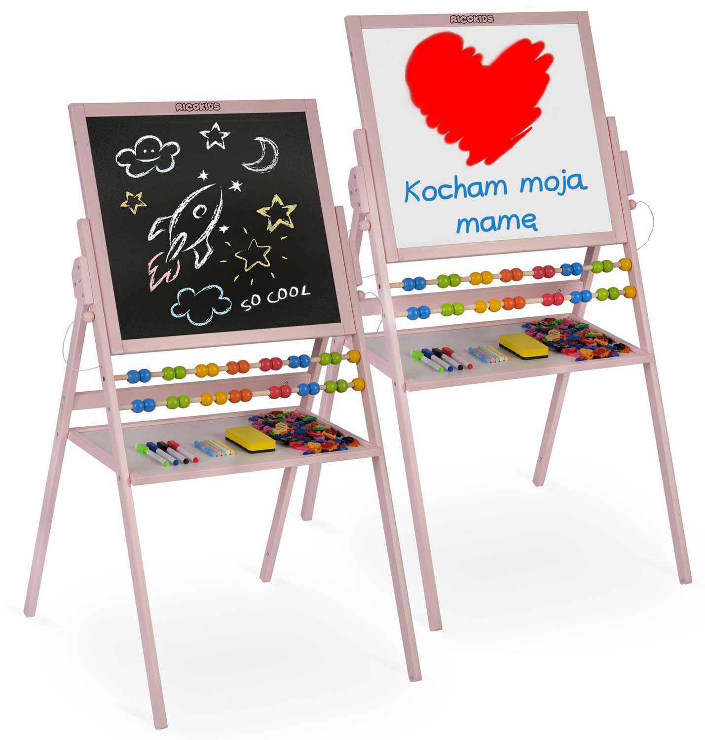 Magnetinė kreidinio ritinio plokštė Ricokids - rožinė