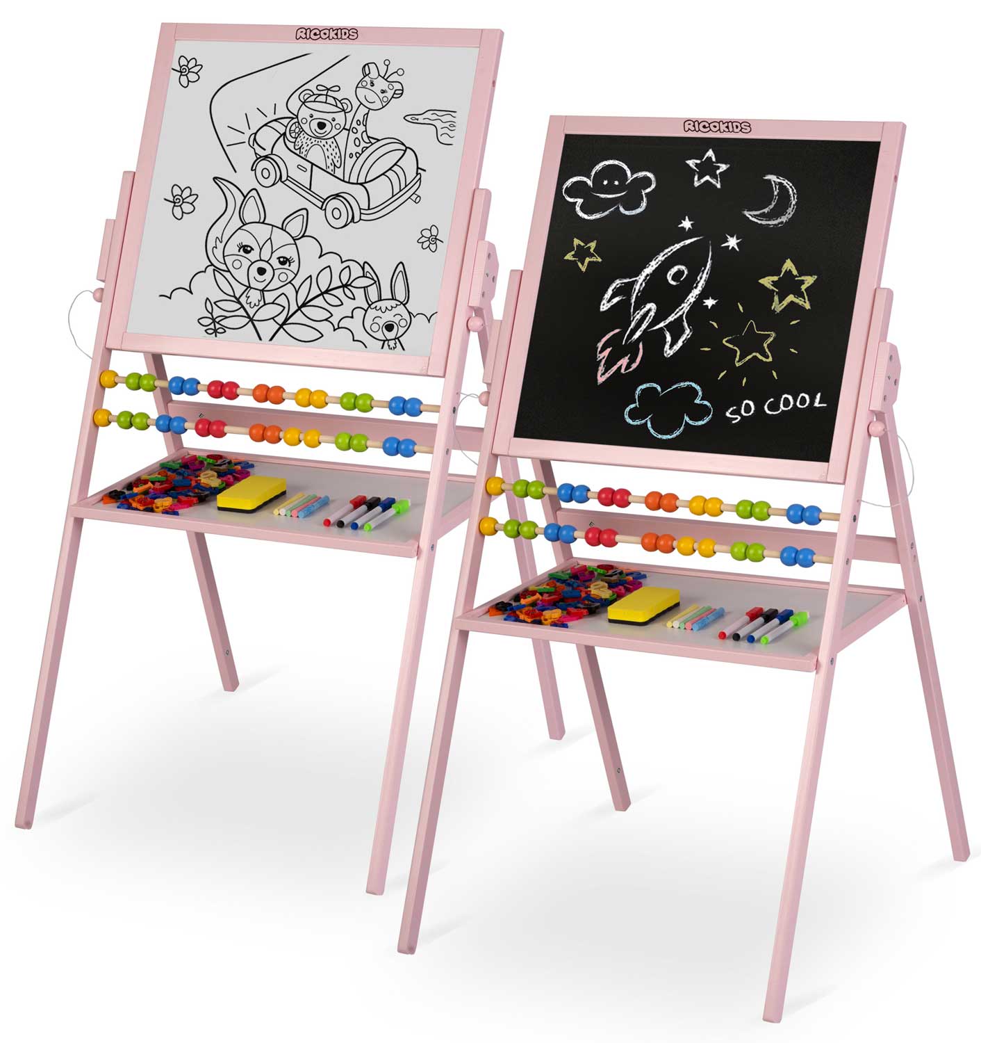 Magnetinė kreidinio ritinio plokštė Ricokids - rožinė