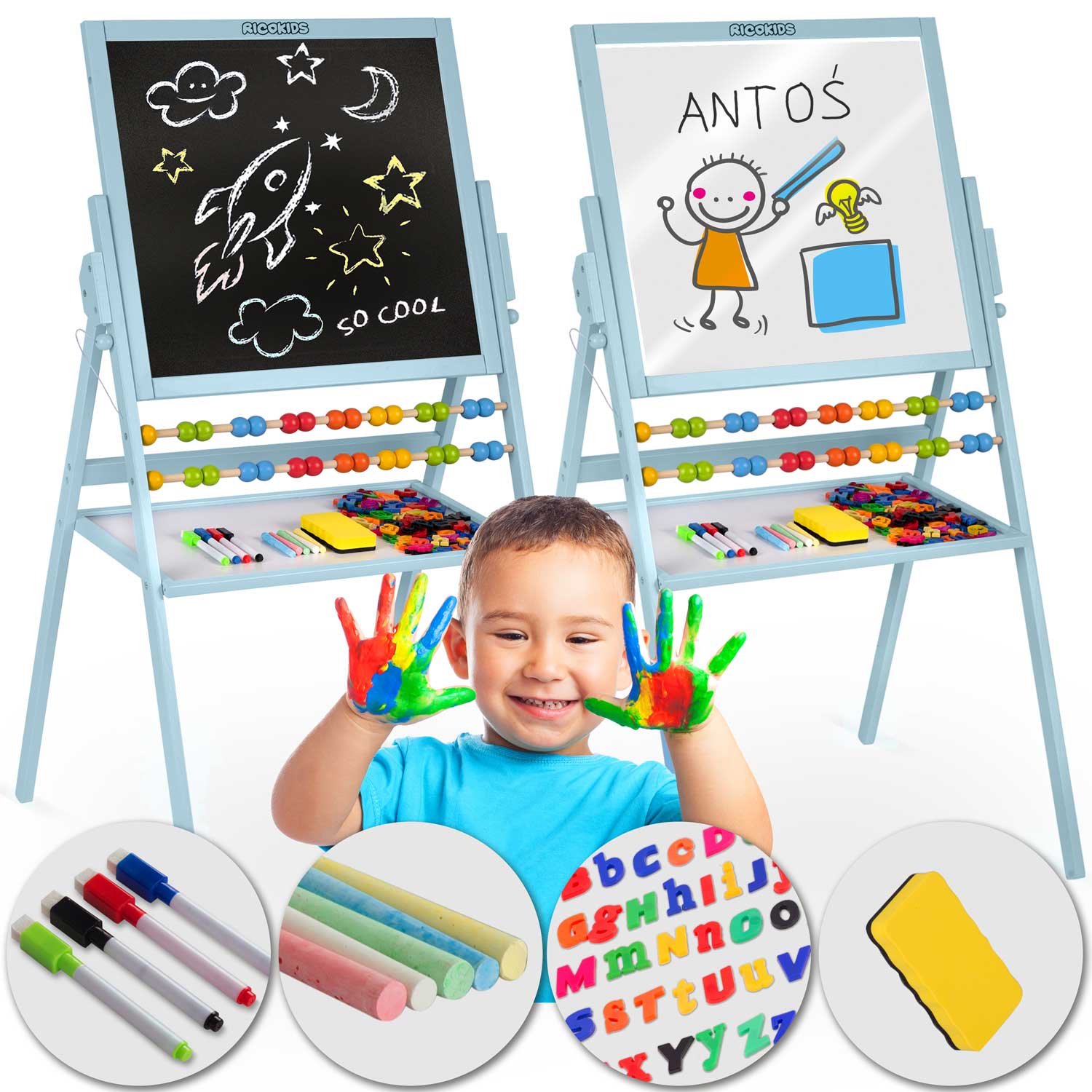 Ricokids magnetinė kreidinio sukimo plokštė - mėlyna