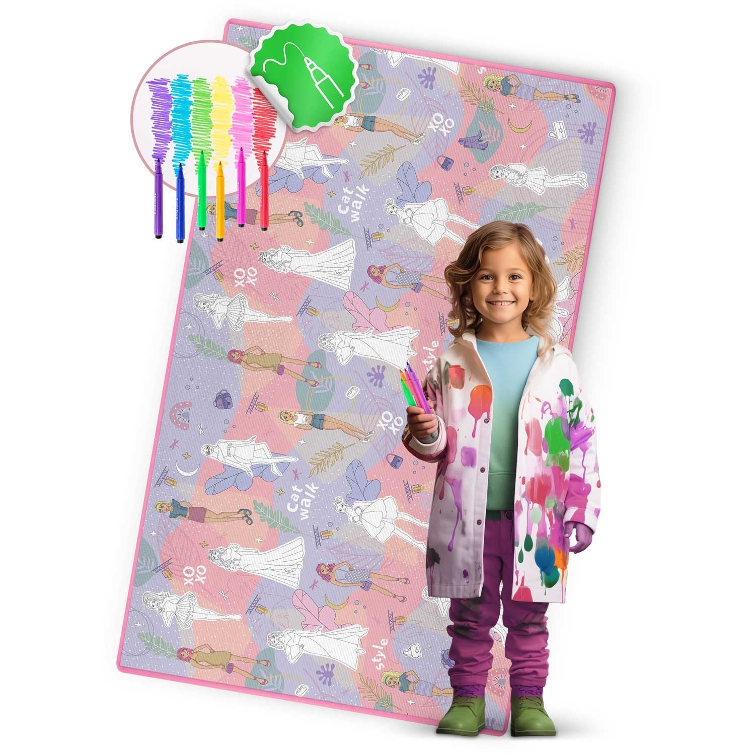 Spalvinimo pelės mata, suvyniota 200 x 120 x 0,3 cm Ricokids RK-343