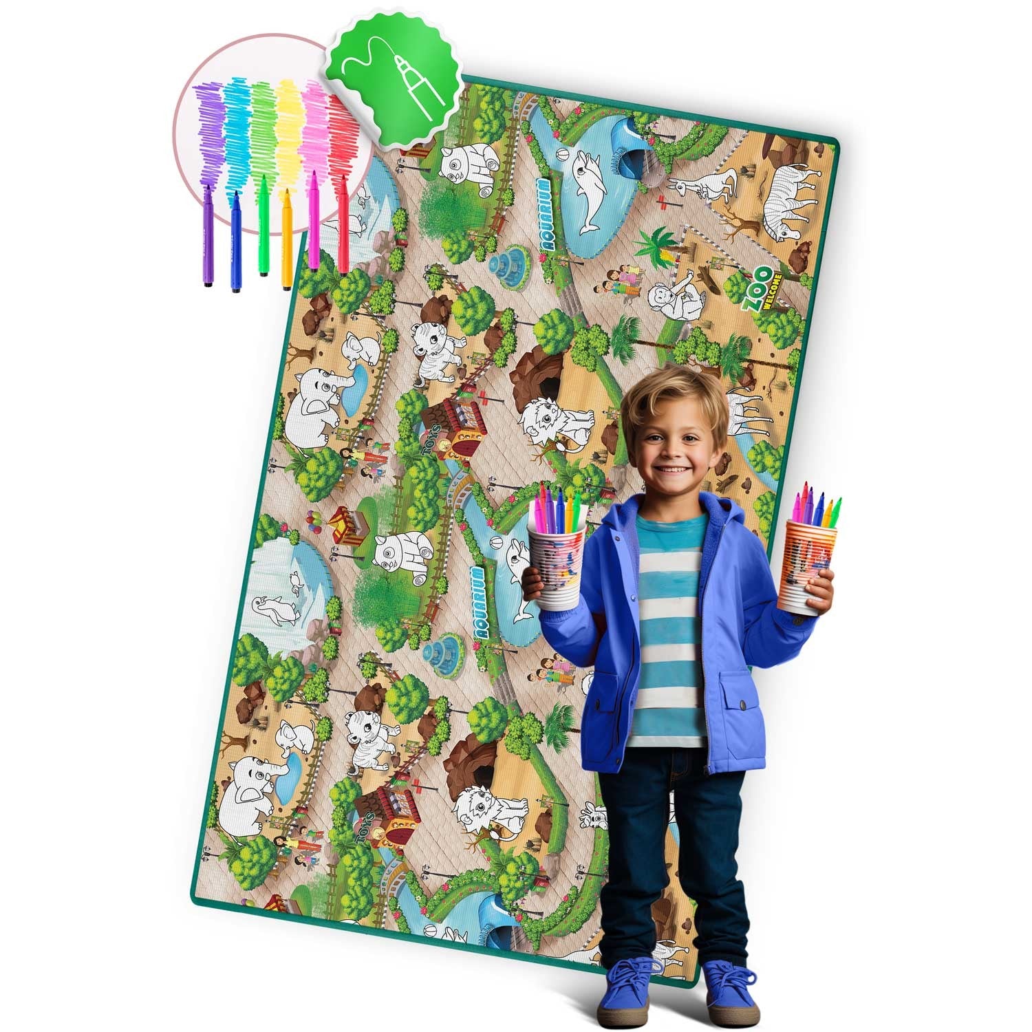 Spalvinimo pelės mata, suvyniota 200 x 120 x 0,3 cm Ricokids RK-343