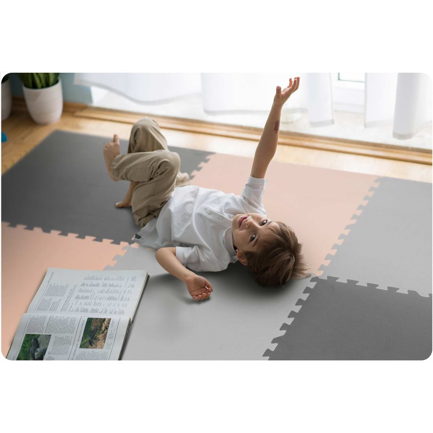 Ricokids 180x180cm 9 plytų pilka-perškinio puzlelio