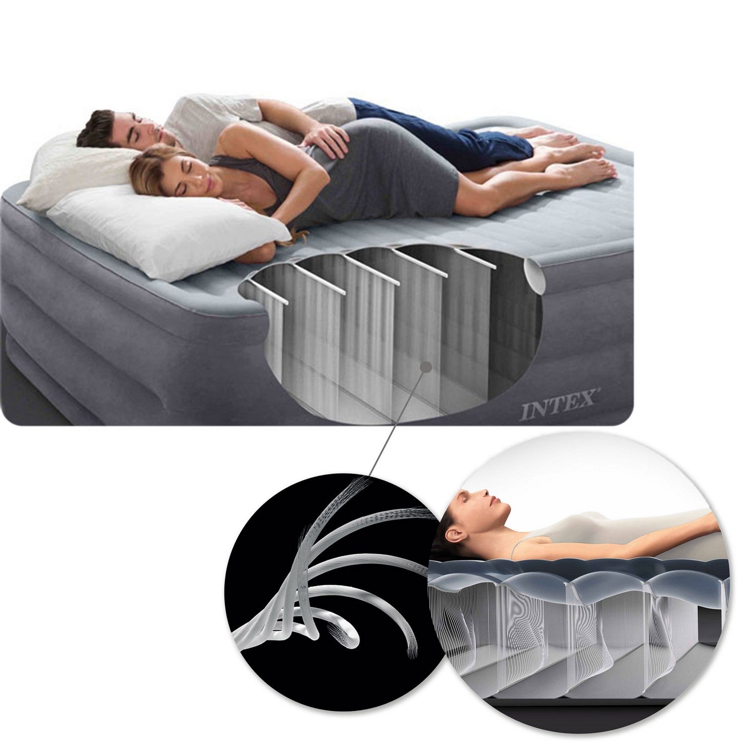 203x152x25 cm dvigubo INTEX 64143 dvigubas čiužinys