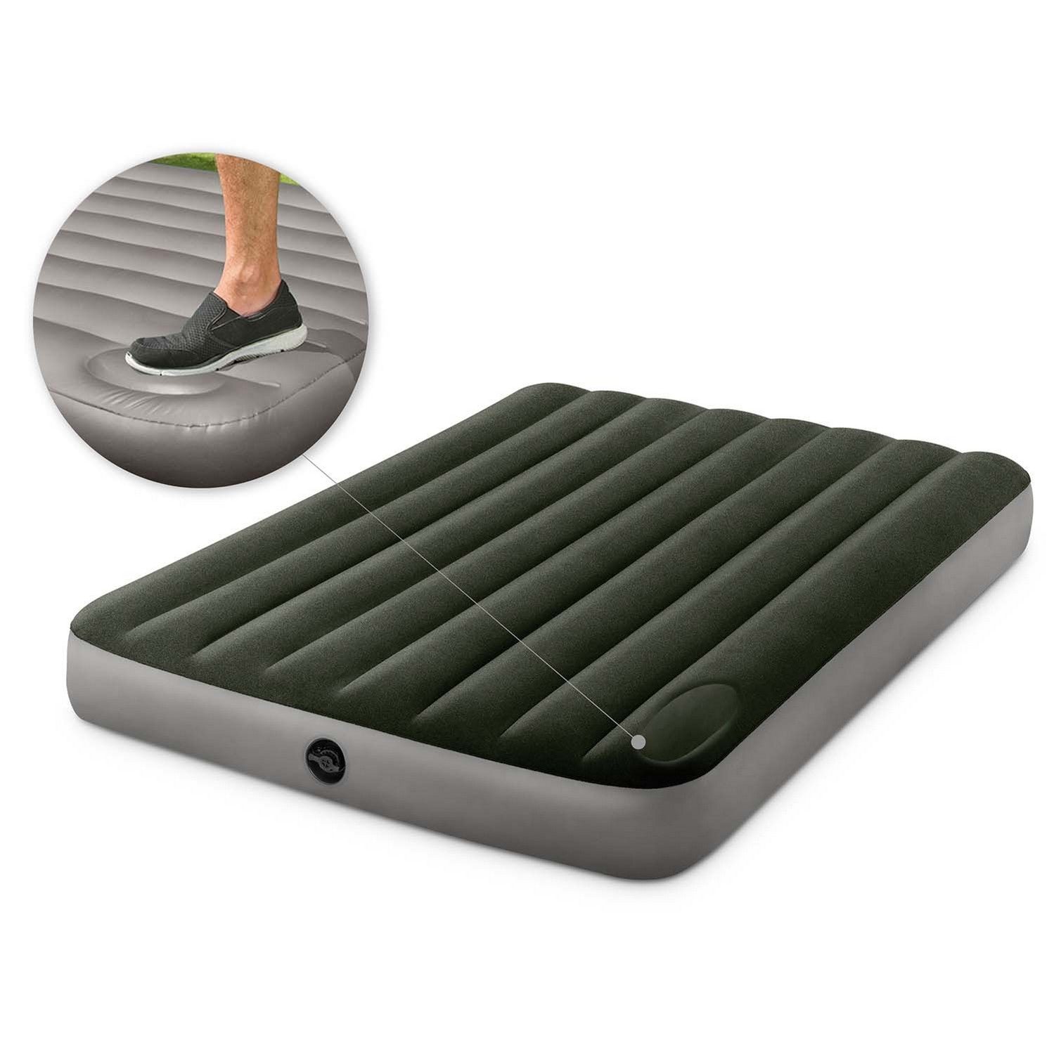 191x137x25 cm pučiamoji čiužinė su įmontuotu INTEX 64762 kojų siurbliu