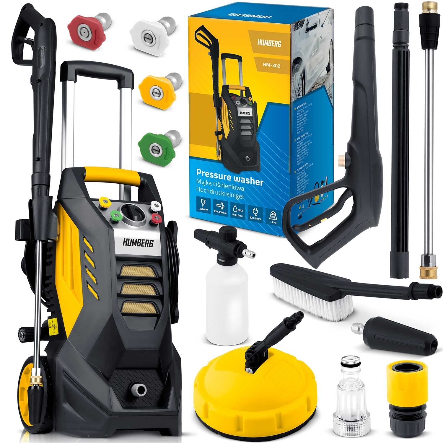2500 W Humbergo HM-302 slėginė skalbimo mašina