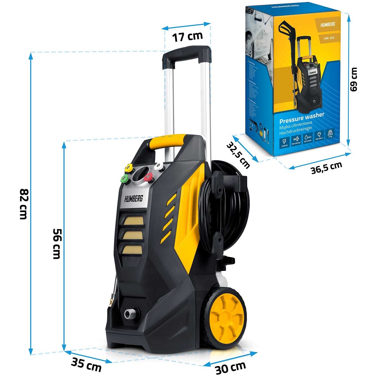 2500 W Humbergo HM-302 slėginė skalbimo mašina