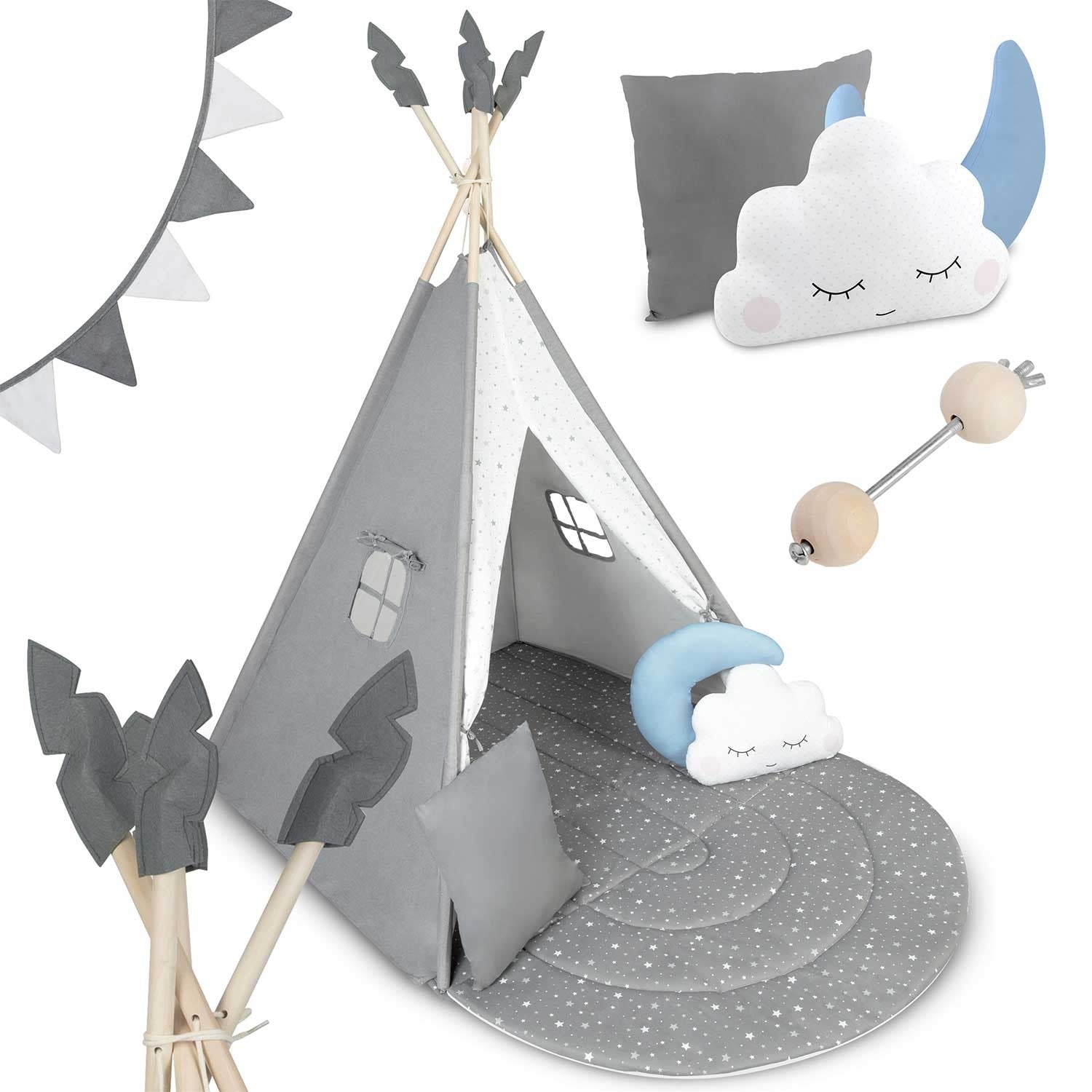 Tipi stovykla vaikams NK-406 Nukido - pilka