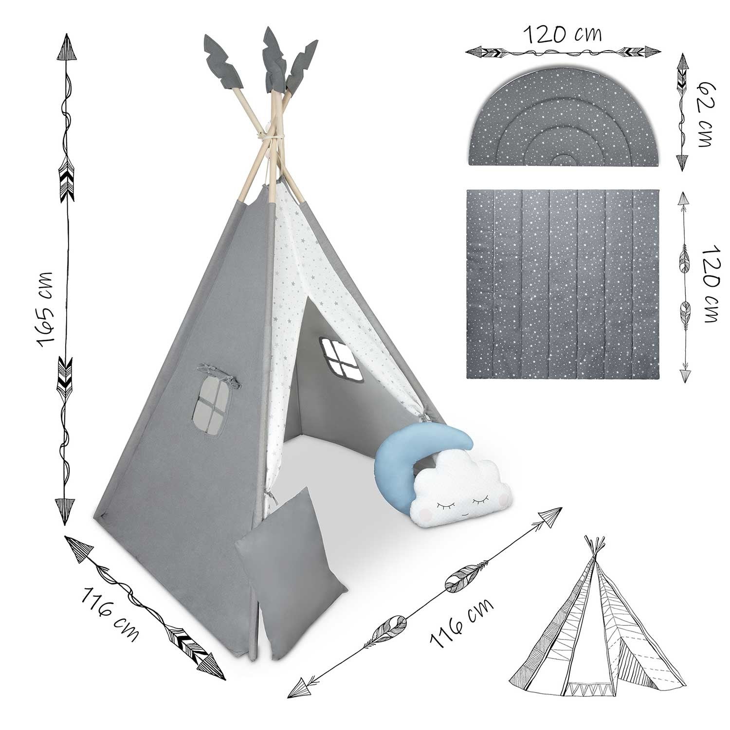 Tipi stovykla vaikams NK-406 Nukido - pilka