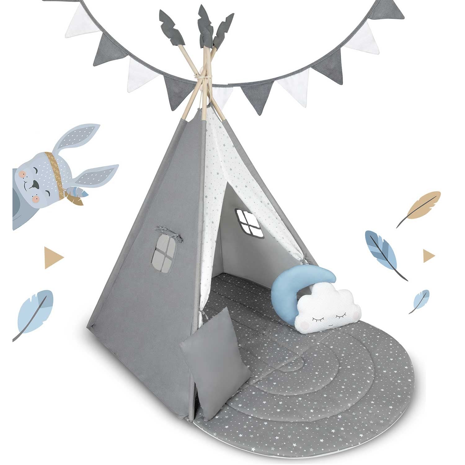 Tipi stovykla vaikams NK-406 Nukido - pilka