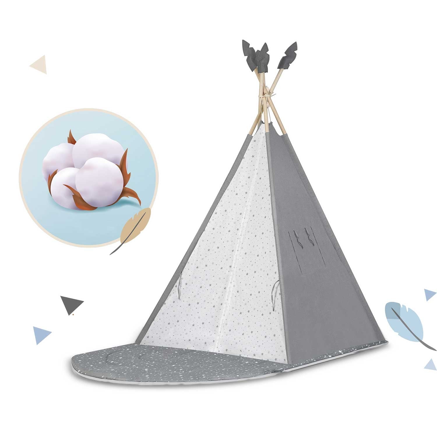 Tipi stovykla vaikams NK-406 Nukido - pilka