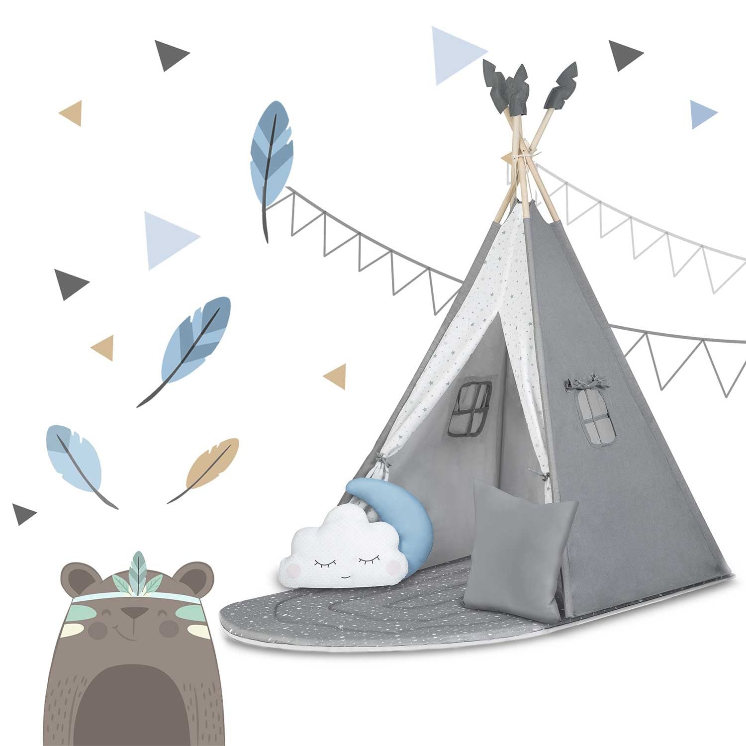 Tipi stovykla vaikams NK-406 Nukido - pilka