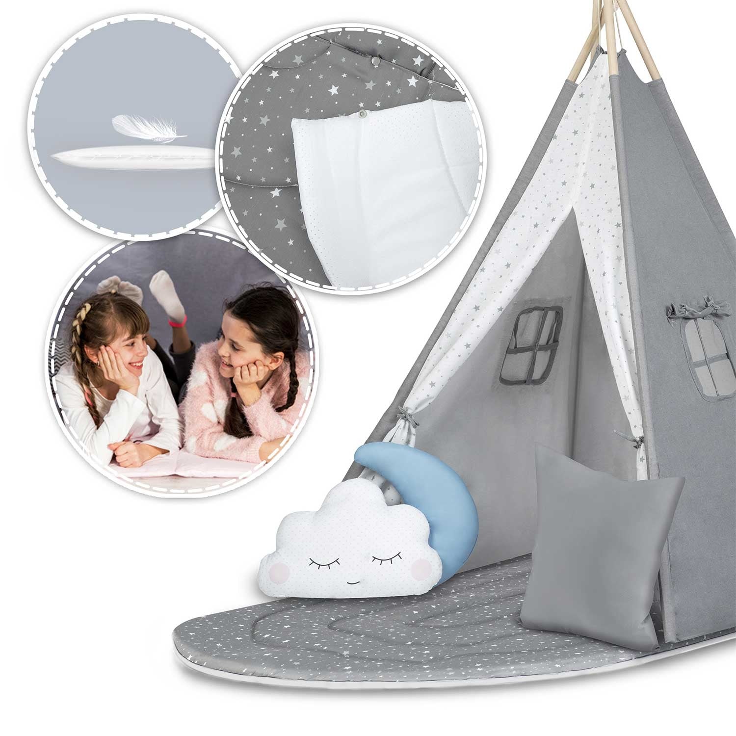 Tipi stovykla vaikams NK-406 Nukido - pilka