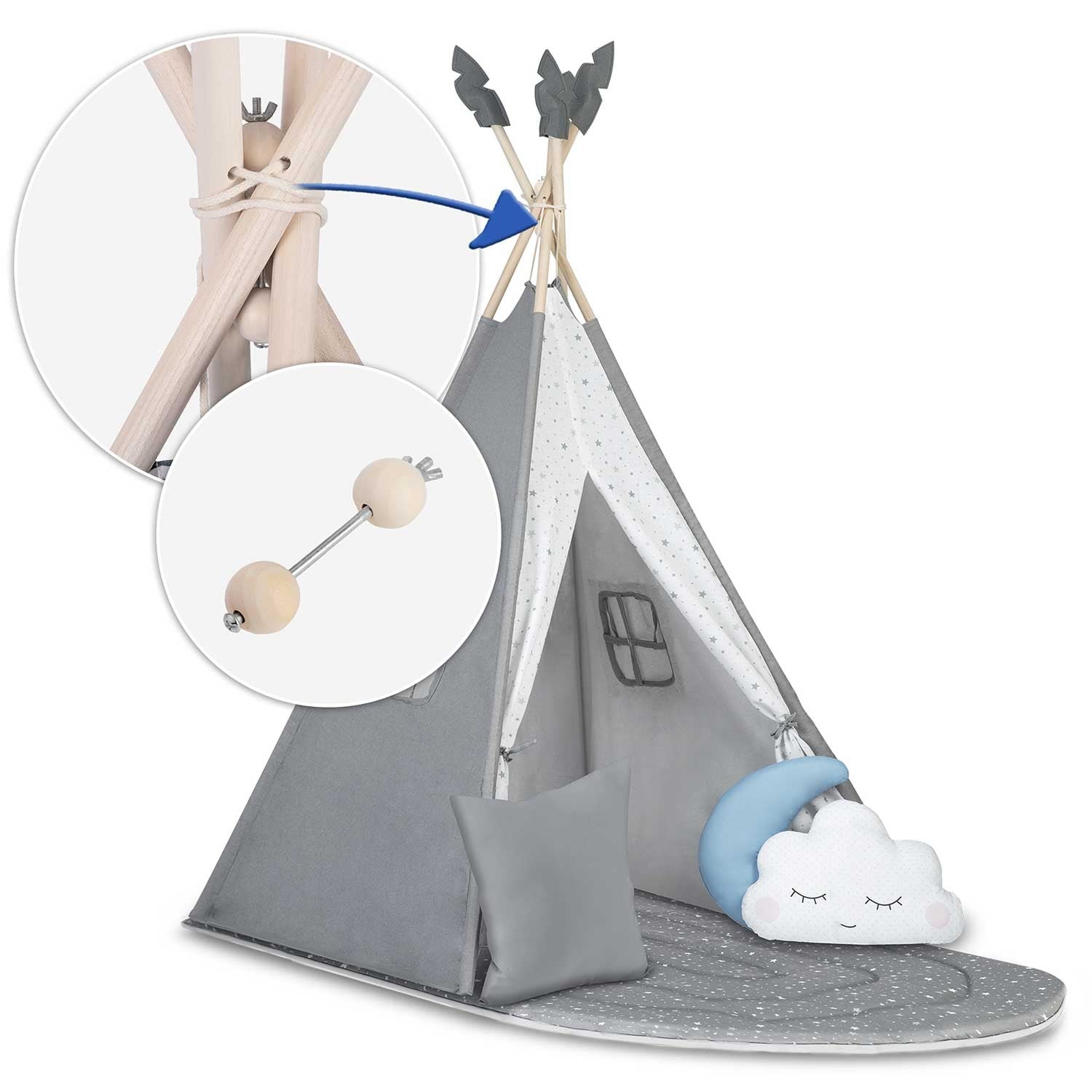 Tipi stovykla vaikams NK-406 Nukido - pilka
