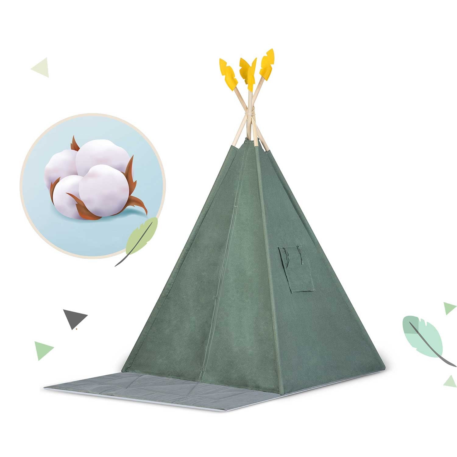 Tipi stovykla vaikams NK-406 Nukido - žalia