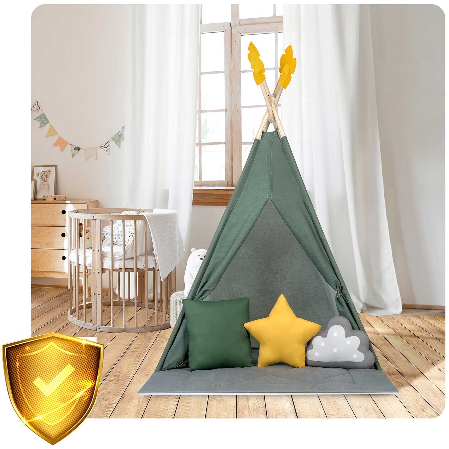 Tipi stovykla vaikams NK-406 Nukido - žalia