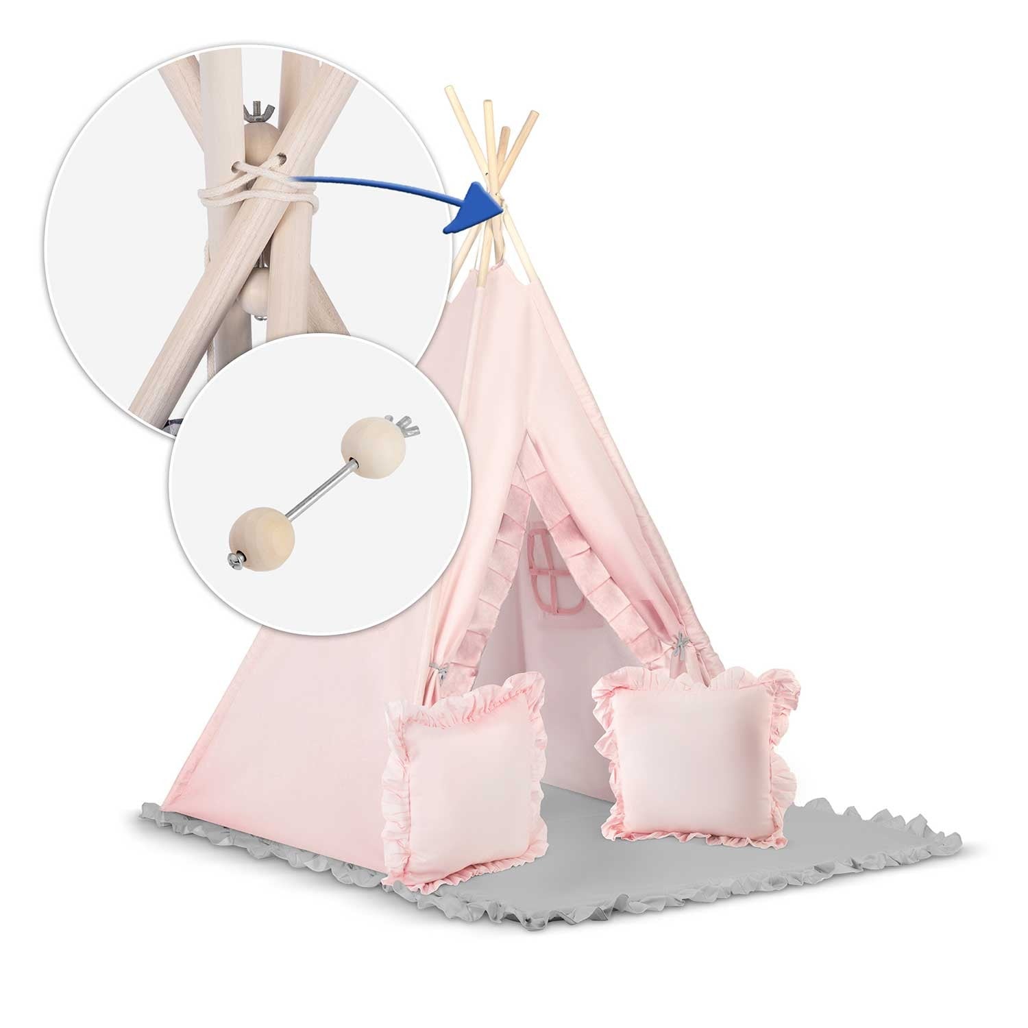 Tipi stovykla vaikams NK-406 Nukido - šviesiai rožinė